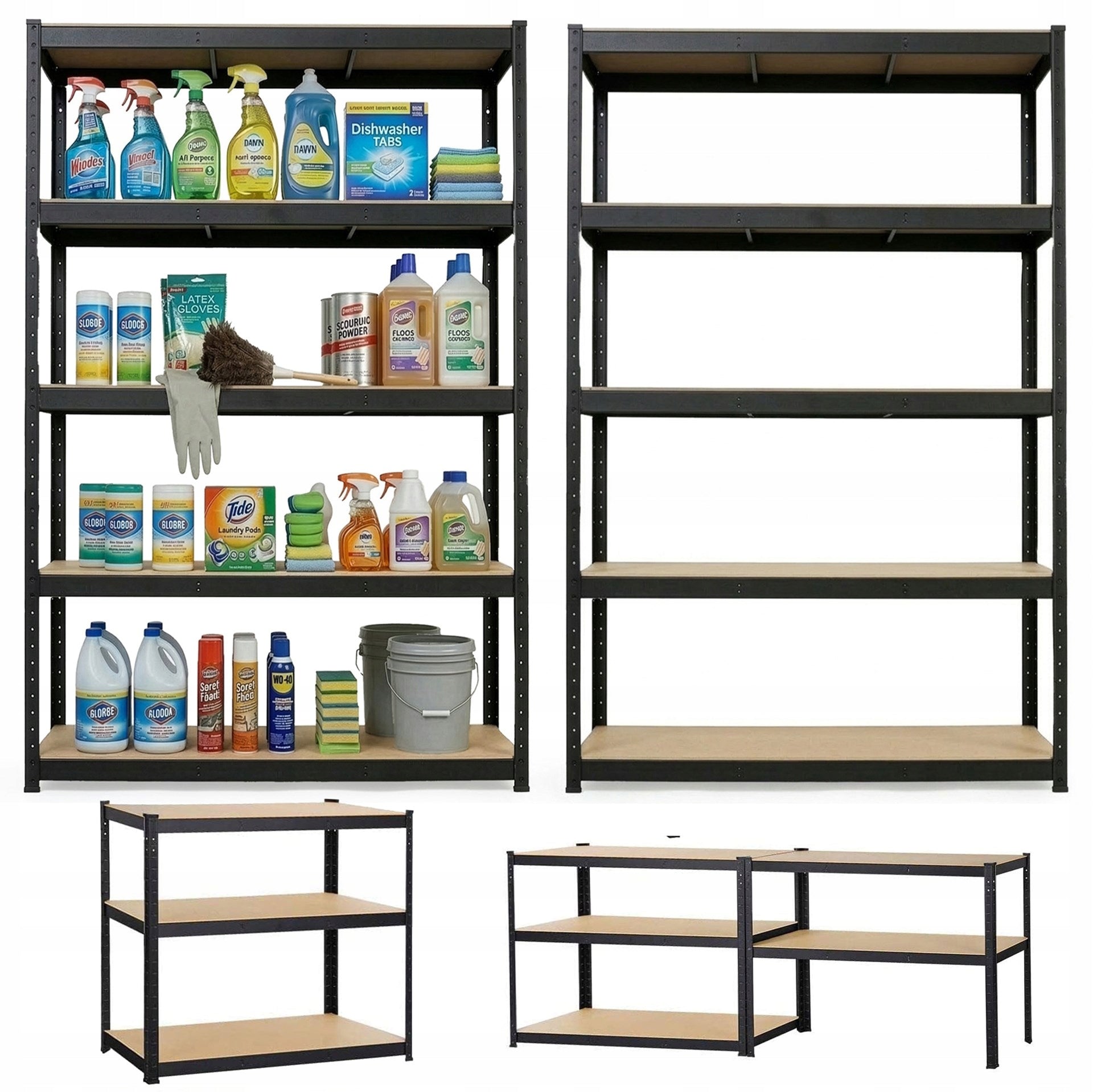 METAL STORAGE RACK 5 SHELVES CABINET 180x90x40 BASEMENT GARAGE 875kg x2