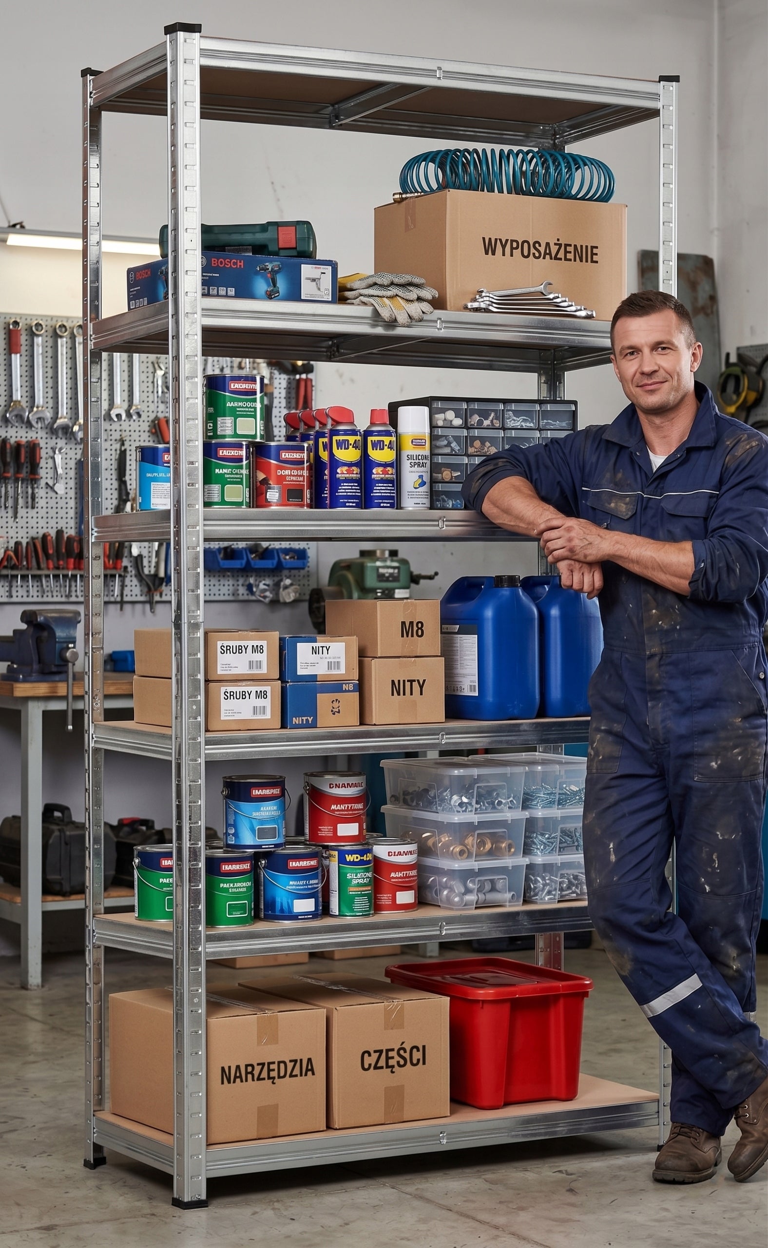 METAL STORAGE RACK 900kg 6 SHELVES 222x90x40 FOR GARAGE PANTRY HIGH Packaging status original