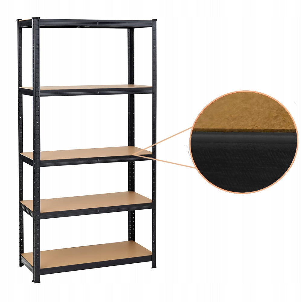 METAL STORAGE RACK BLACK FOR BASEMENT GARAGE 150x75x30 5 SHELVES 750kg Packaging status original