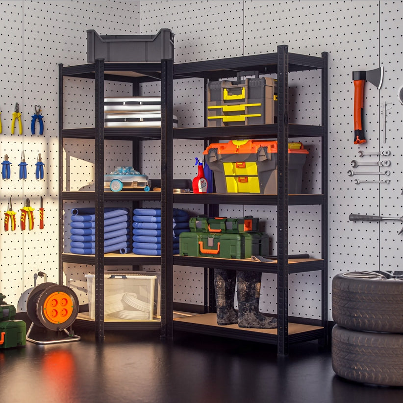 METAL STORAGE RACK FOR CORNER GARAGE Manufacturer Monzana