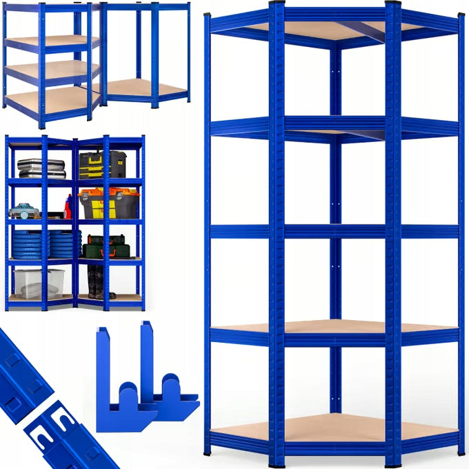 METAL STORAGE RACK FOR GARAGE CORNER BLUE 180x90x70cm Packaging status original