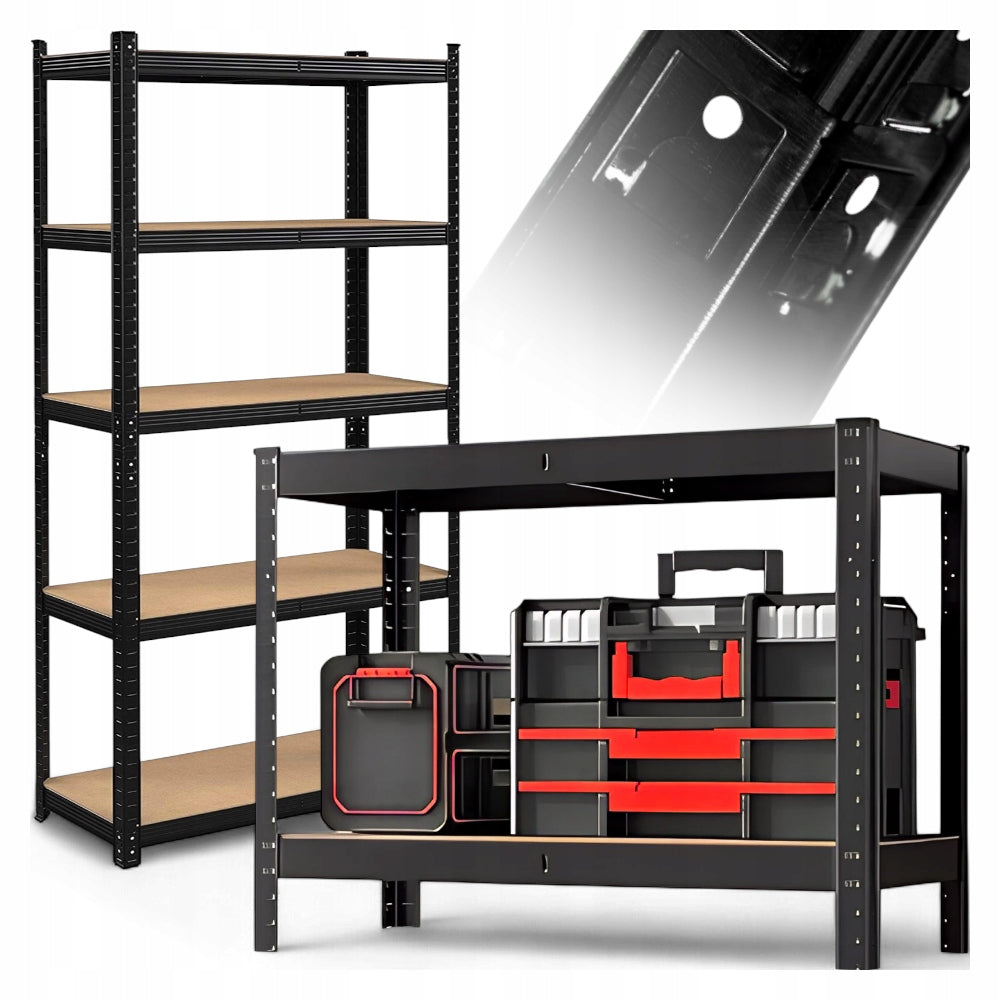 METAL STORAGE RACK GARAGE WORKSHOP 180CM BLACK BASEMENT LOFT