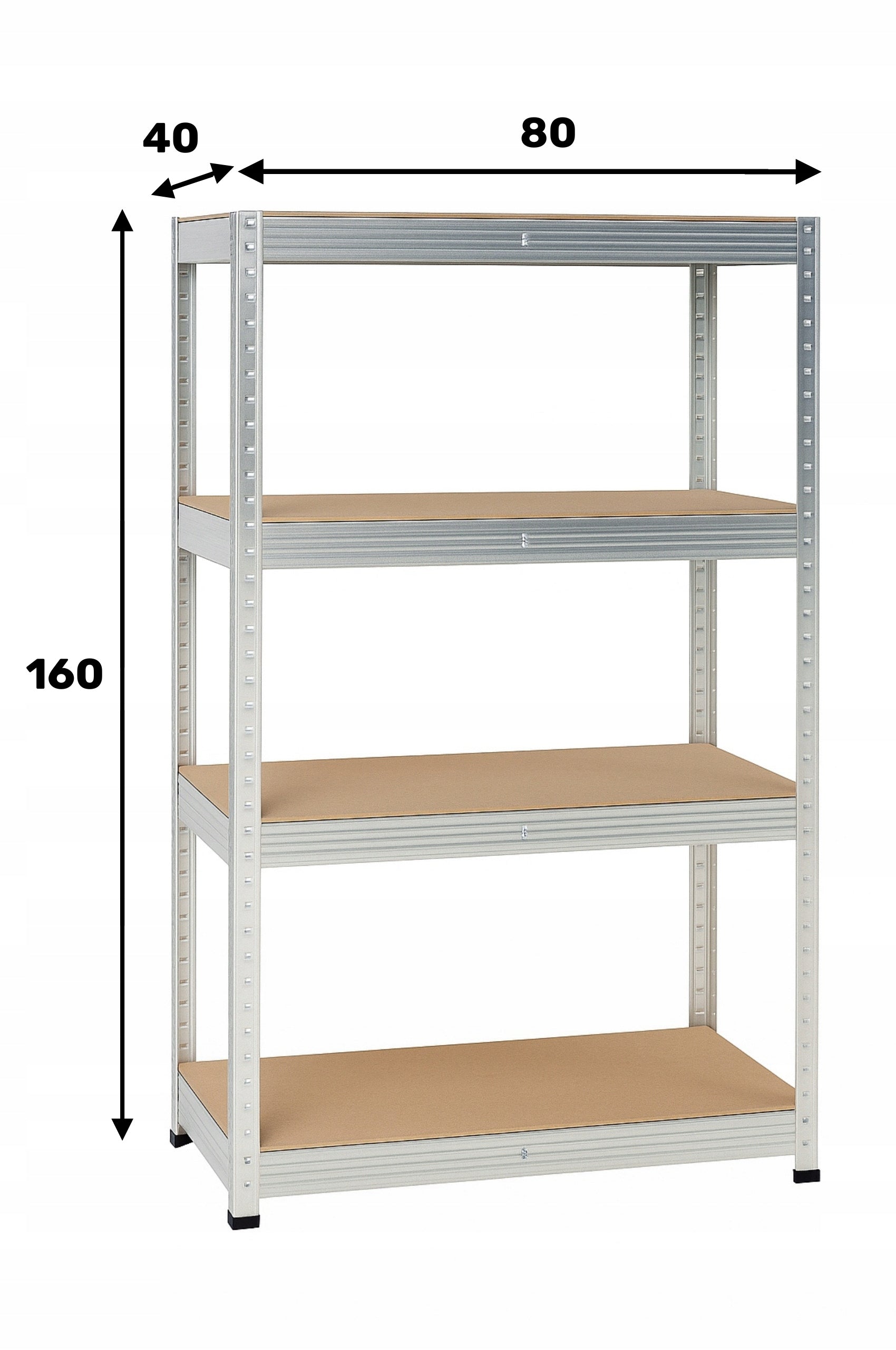 METAL STORAGE RACK LEGGER - 4 SHELVES - LIFTING CAPACITY 700 KG - 160x80x40 CM Packaging status original