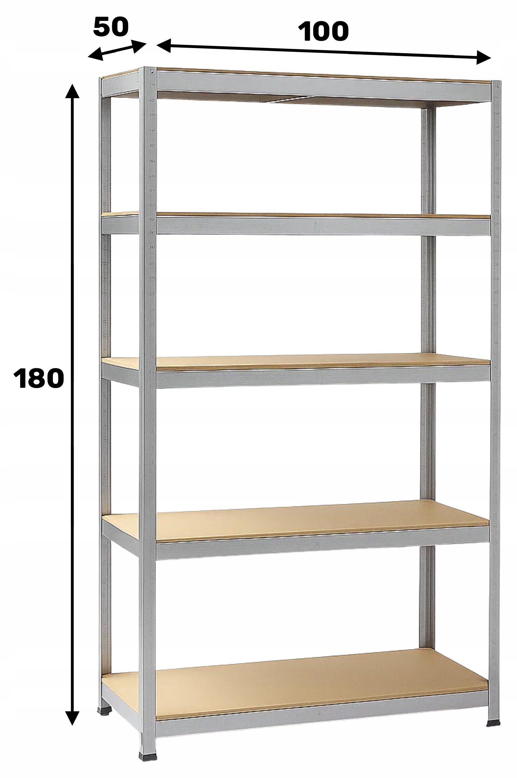 METAL STORAGE RACK LEGGER - 5 SHELVES - LIFTING CAPACITY 1000 KG - 180x100x50 CM EAN (GTIN) 5905490228505