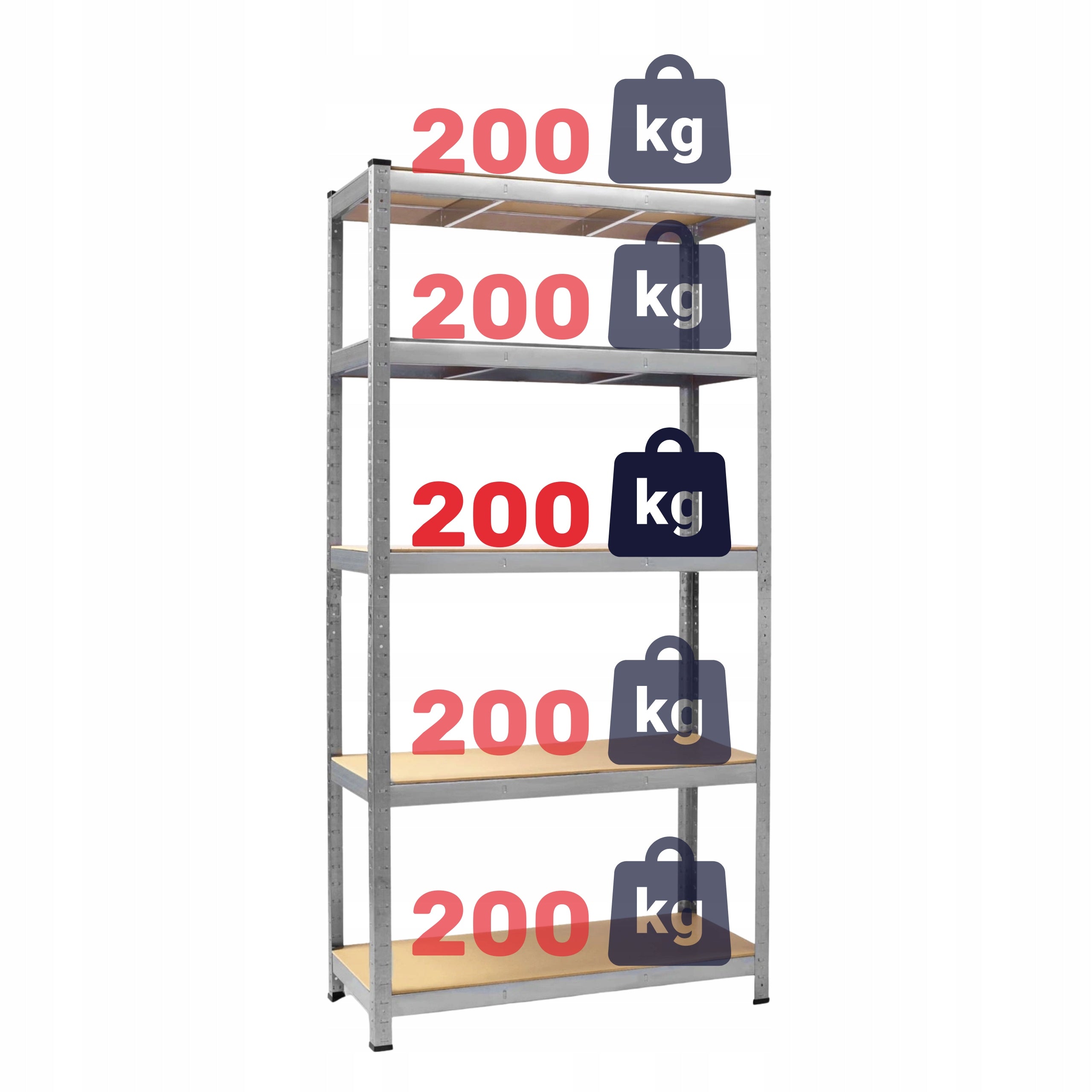METAL STORAGE RACK LEGGER - 5 SHELVES - LIFTING CAPACITY 1000 KG - 180x120x40 CM Manufacturer code 5900415058007
