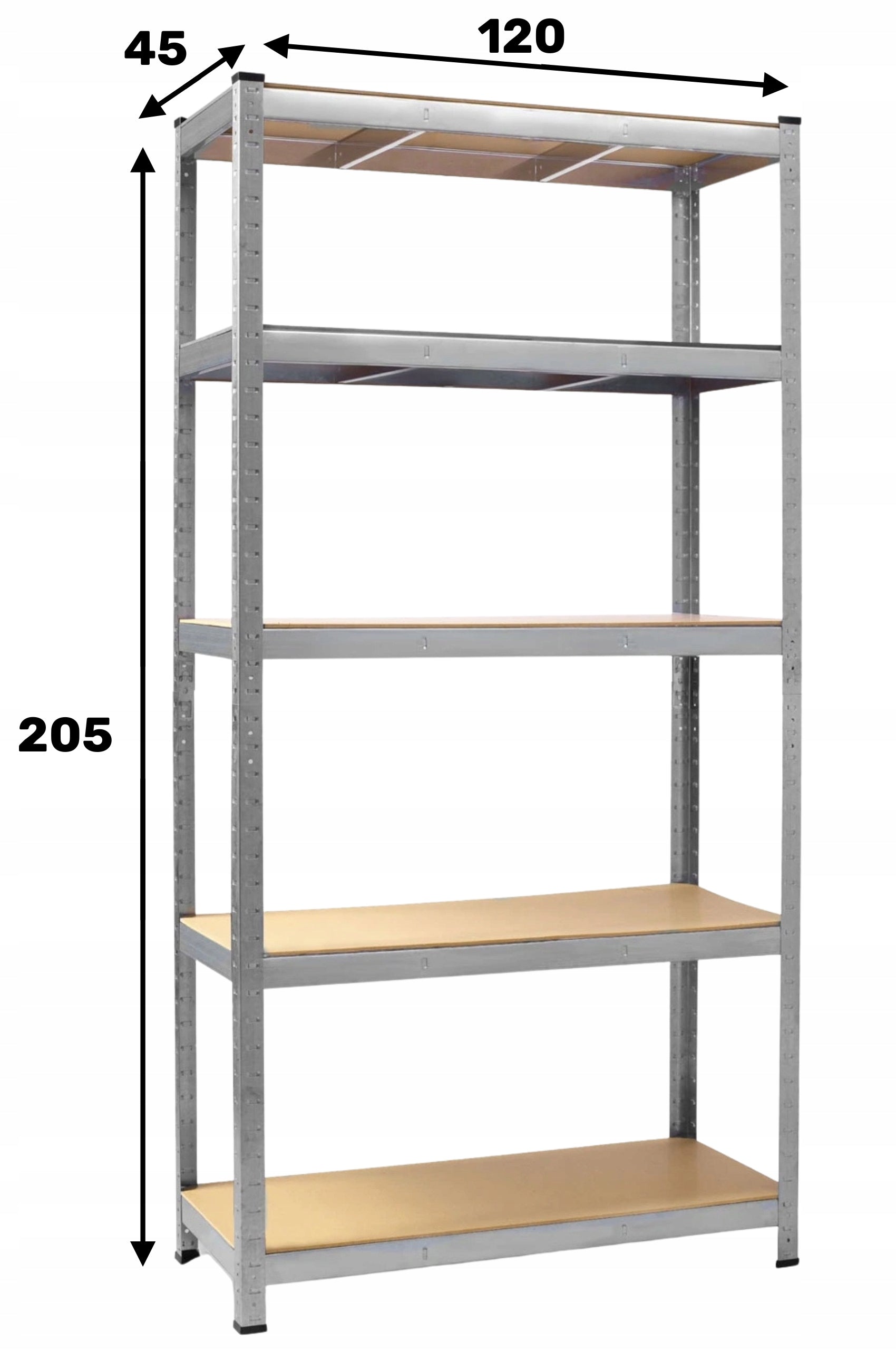 METAL STORAGE RACK LEGGER - 5 SHELVES - LIFTING CAPACITY 1000 KG - 205x120x45 CM EAN (GTIN) 5905490228468
