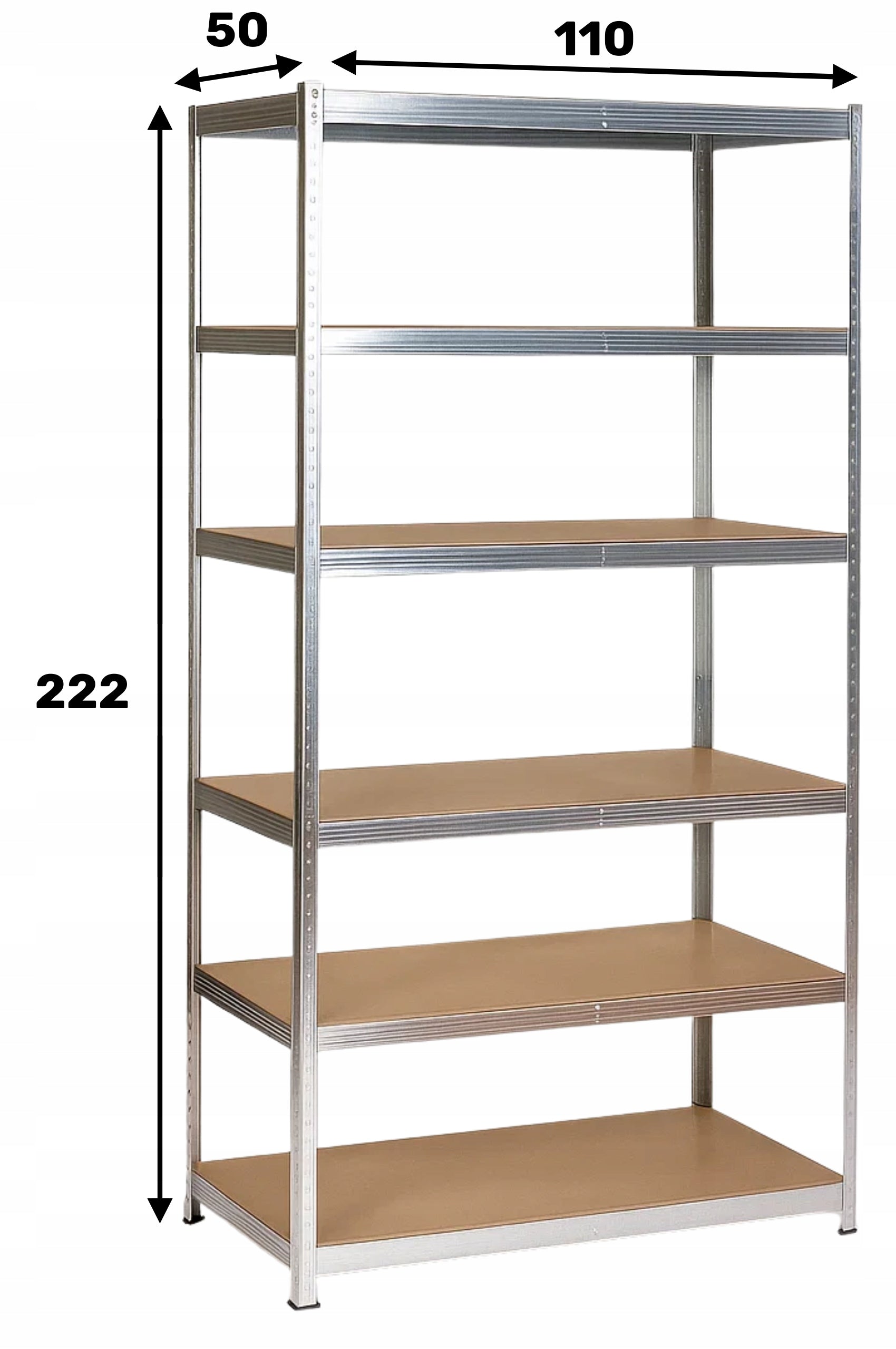 METAL STORAGE RACK LEGGER - 6 SHELVES - LIFTING CAPACITY 1050 KG - 222x110x50 CM Packaging status original