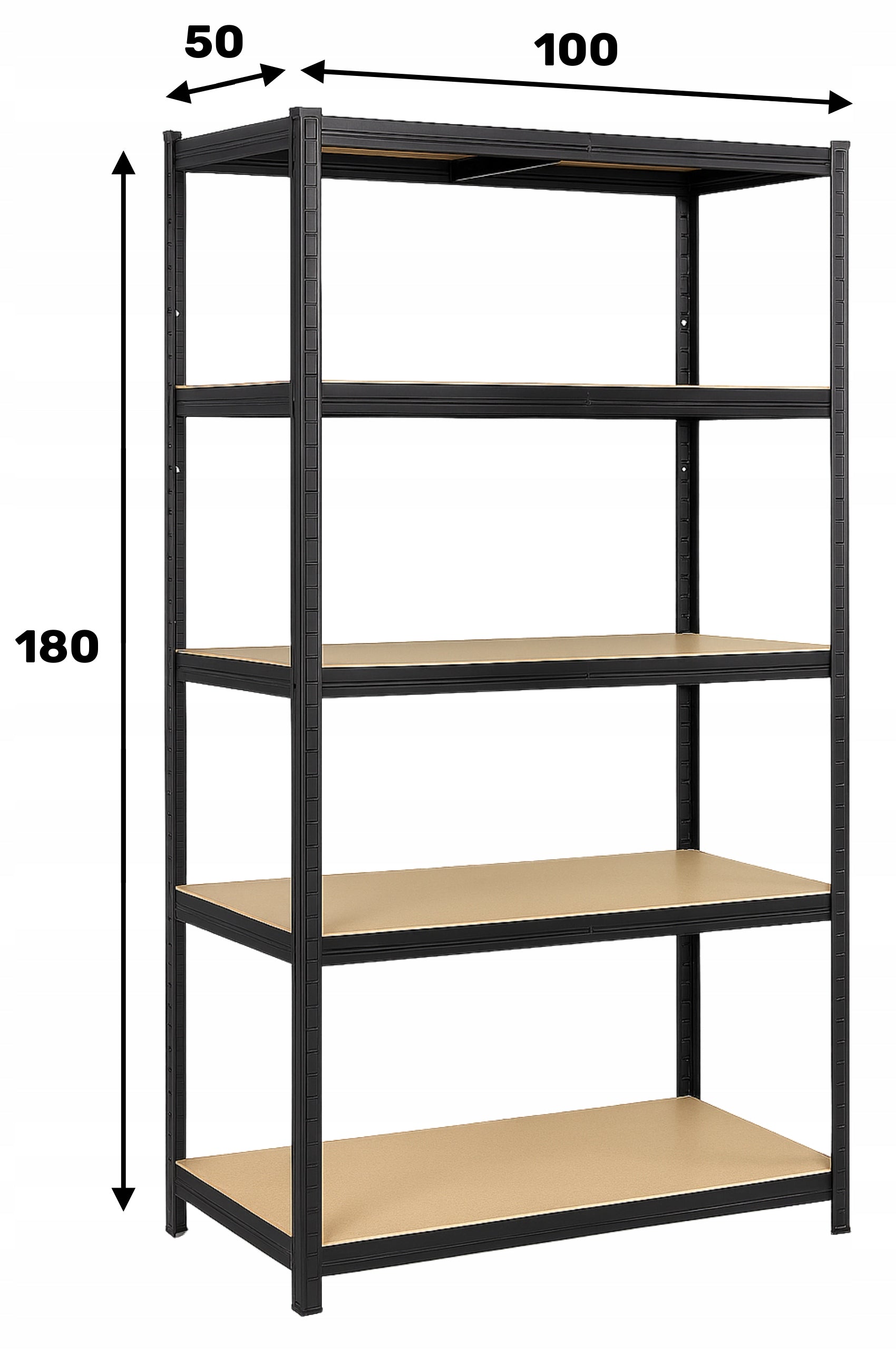 METAL STORAGE RACK LEGGER - BLACK - LIFTING CAPACITY 1000 KG - 180x100x50 CM Packaging status original