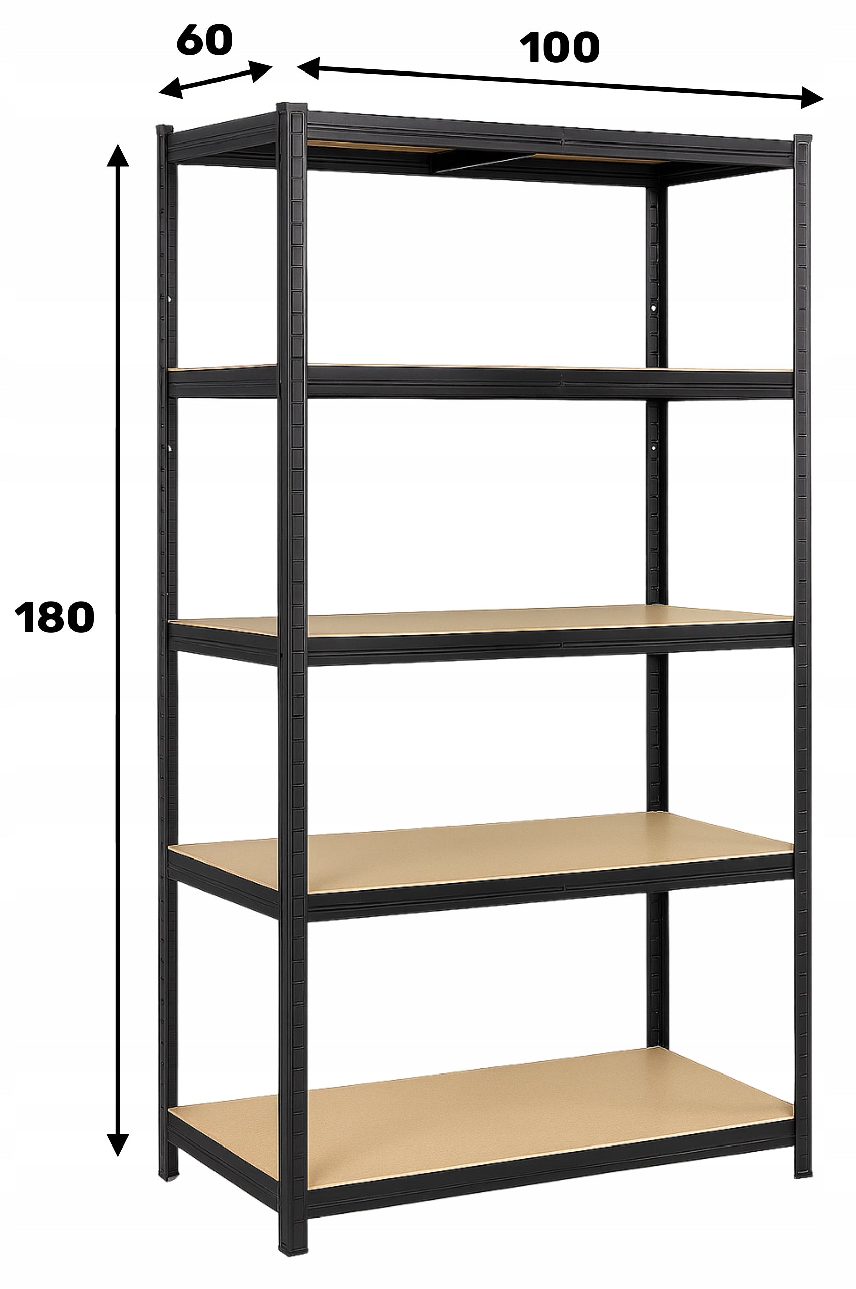 METAL STORAGE RACK LEGGER - BLACK - LIFTING CAPACITY 1000 KG - 180x100x60 CM Packaging status original
