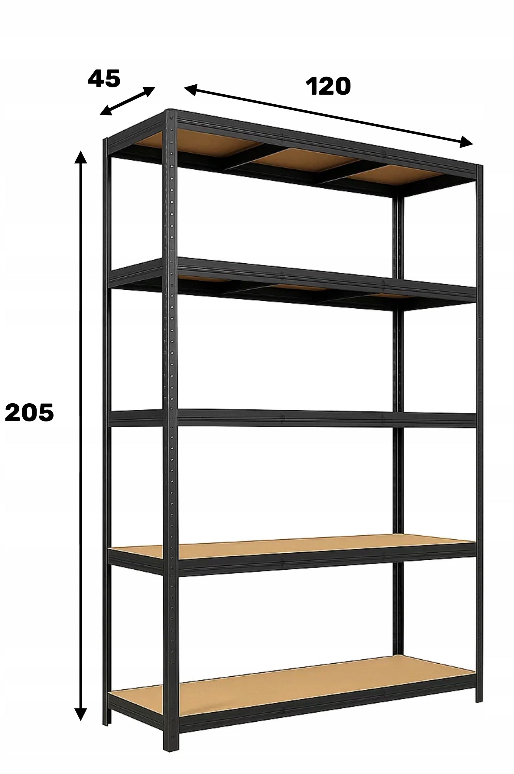 METAL STORAGE RACK LEGGER - BLACK - LIFTING CAPACITY 1000 KG - 205x120x45 CM Manufacturer code 5905490228475