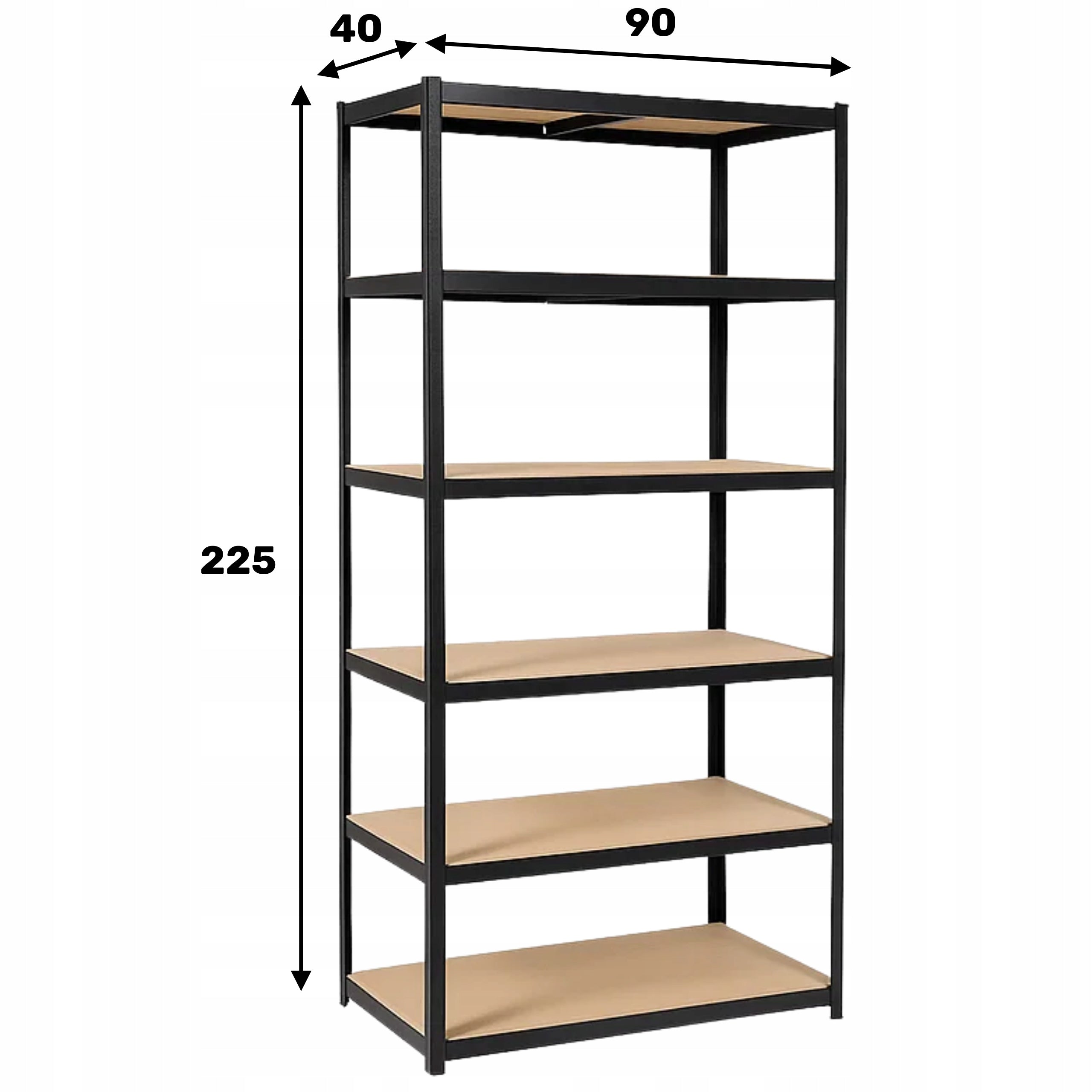 METAL STORAGE RACK LEGGER - BLACK - LIFTING CAPACITY 1320 KG - 225x90x40 CM Packaging status original