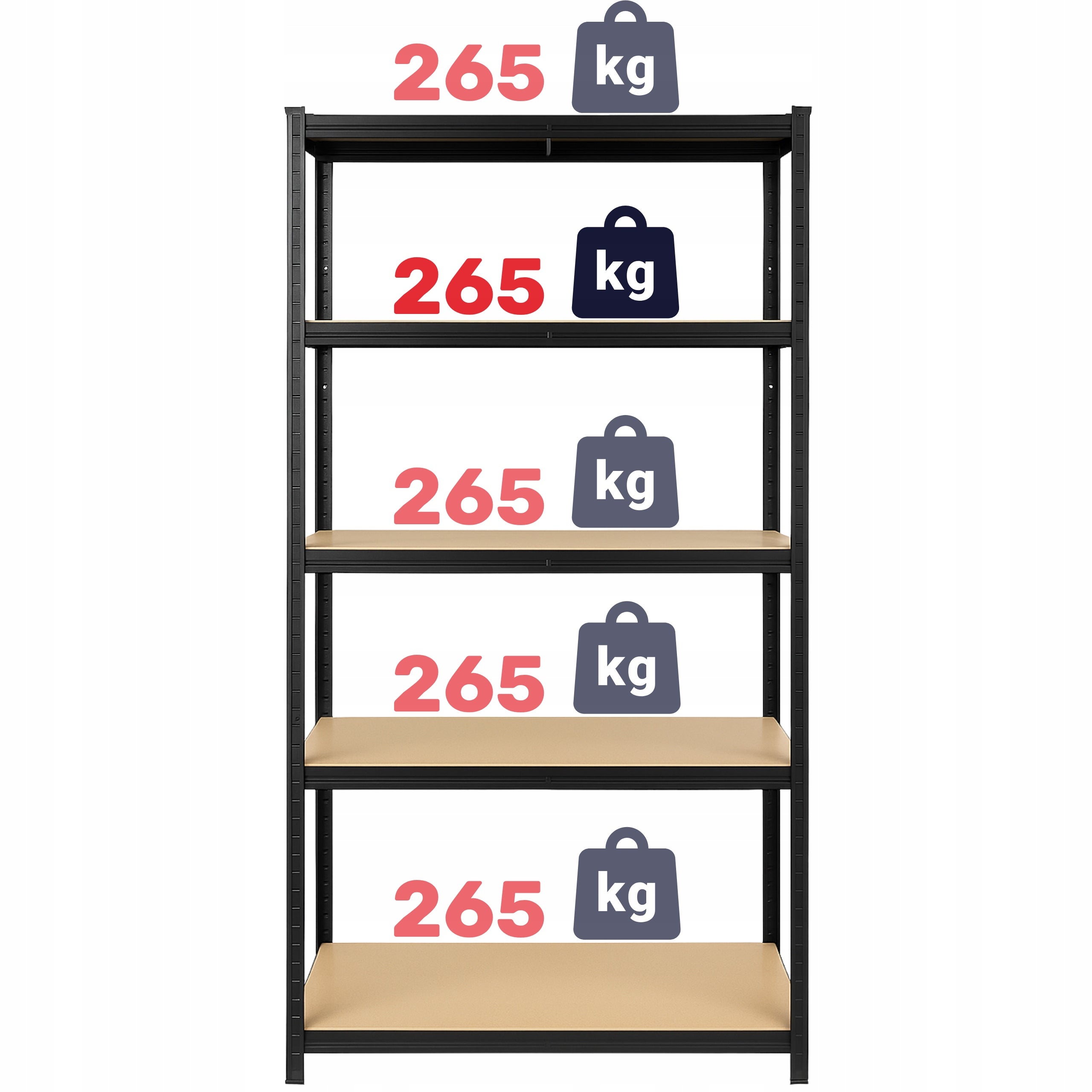 METAL STORAGE RACK LEGGER - BLACK - LIFTING CAPACITY 1325 KG - 180x90x40 CM Manufacturer Legger