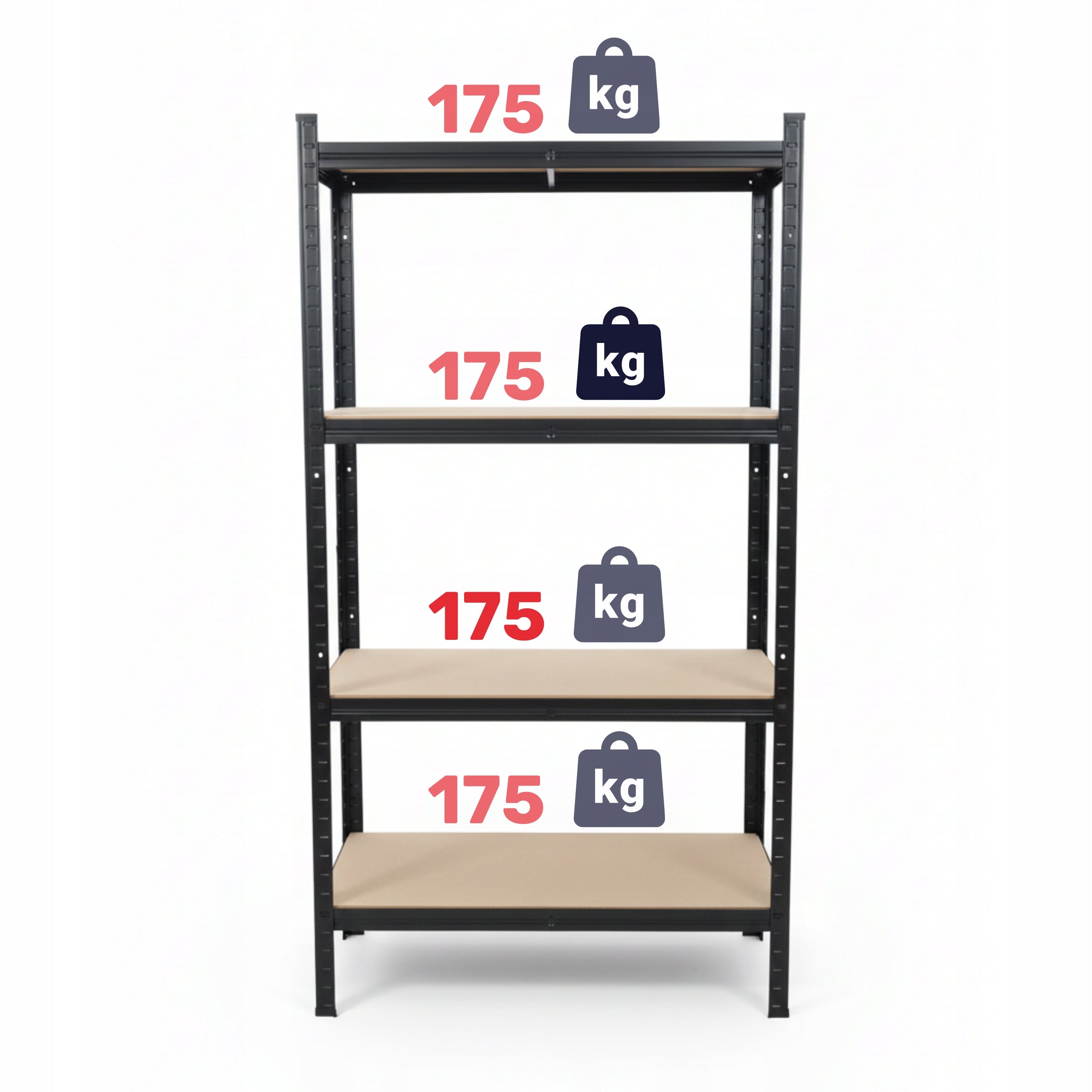 METAL STORAGE RACK LEGGER - BLACK - LIFTING CAPACITY 700 KG - 160x80x40 CM Manufacturer code DG-1608040-1-175-4