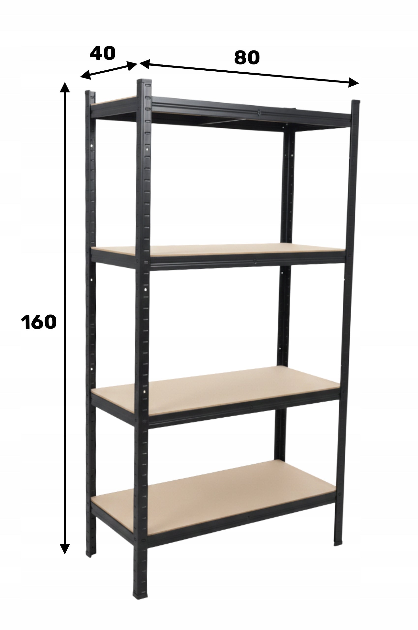 METAL STORAGE RACK LEGGER - BLACK - LIFTING CAPACITY 700 KG - 160x80x40 CM Packaging status original