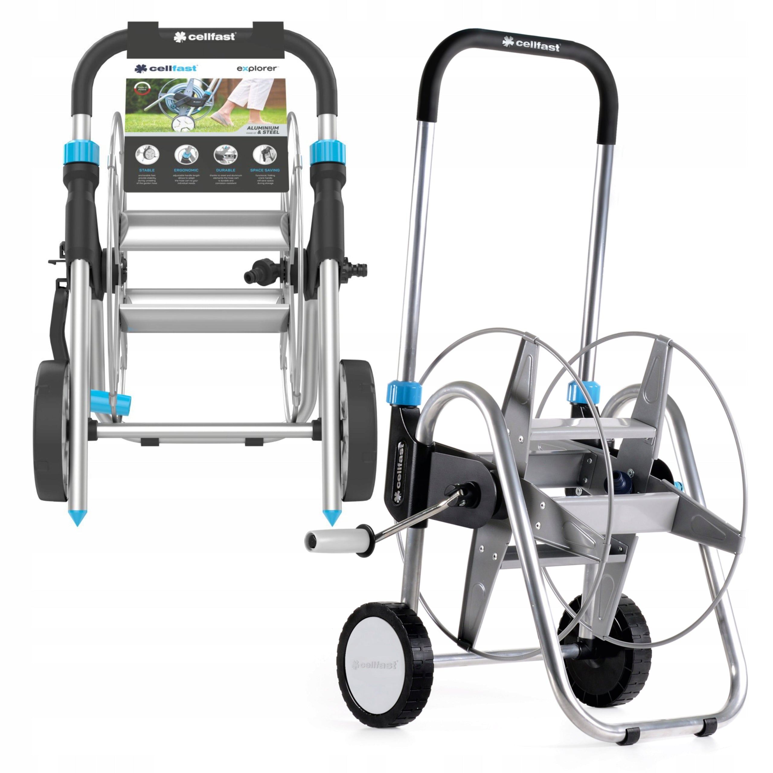 METAL TROLLEY FOR GARDEN HOSE 3/4''-30M 1/2"-60m EXPLORER RETRACTOR