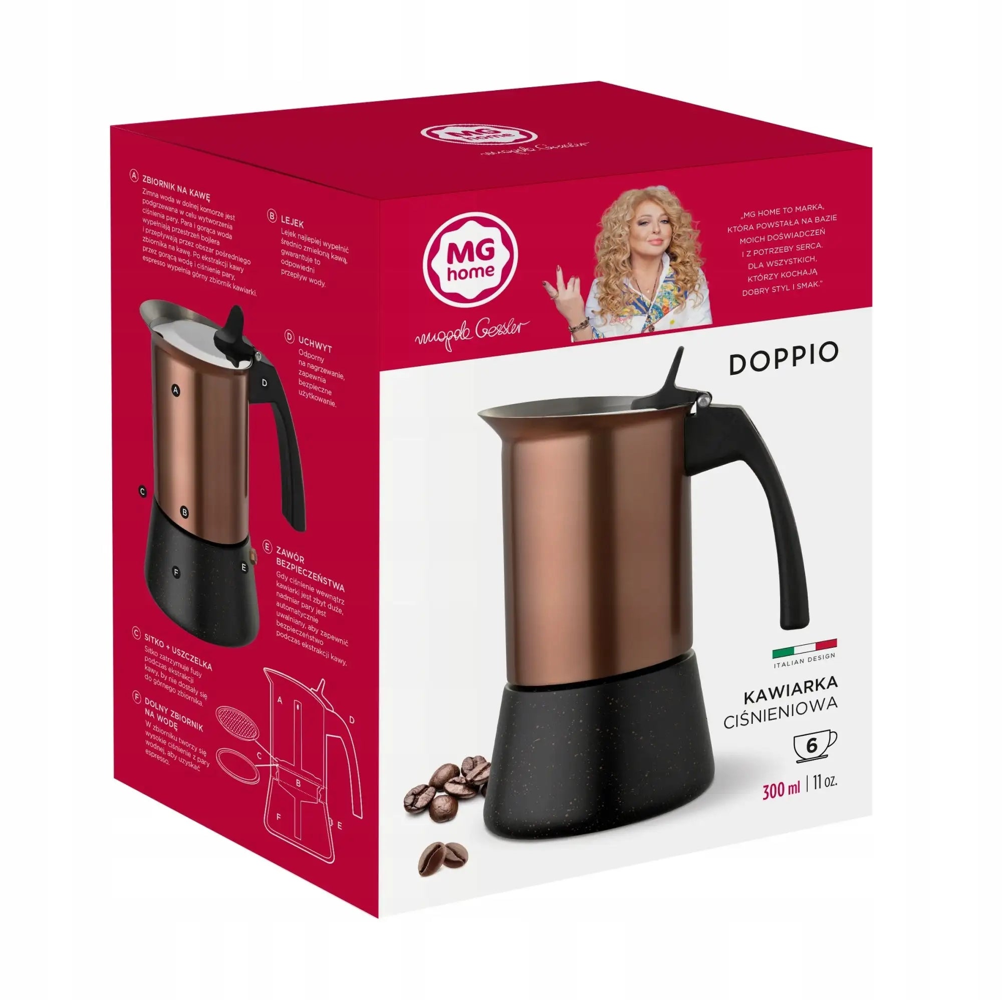 MG HOME | DOPPIO Steel coffee maker / rose gold Manufacturer code 5903849205481