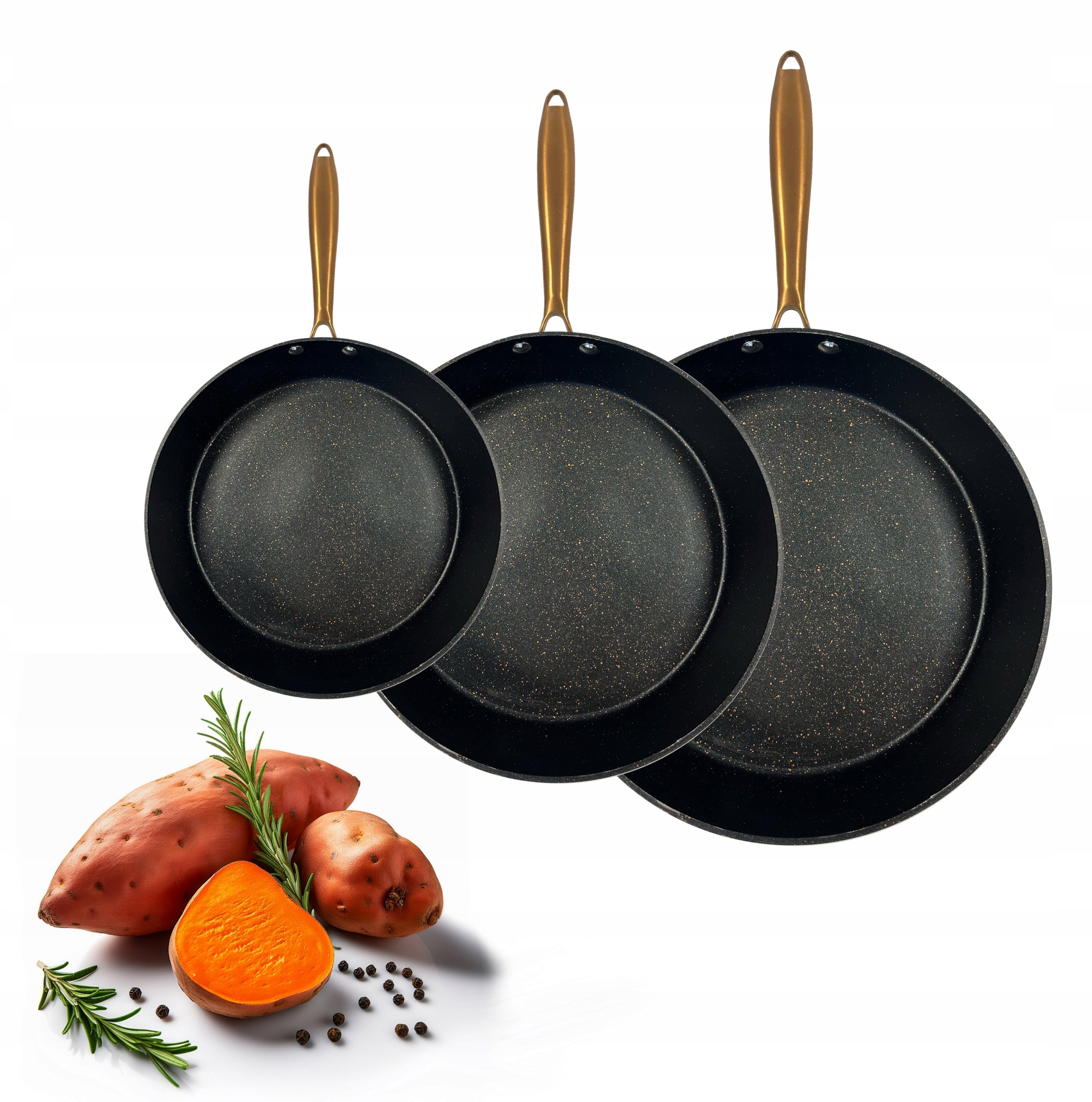 MG HOME ROSE GOLD SET OF 3 PANS NON-STICK MAGDA GESSLER