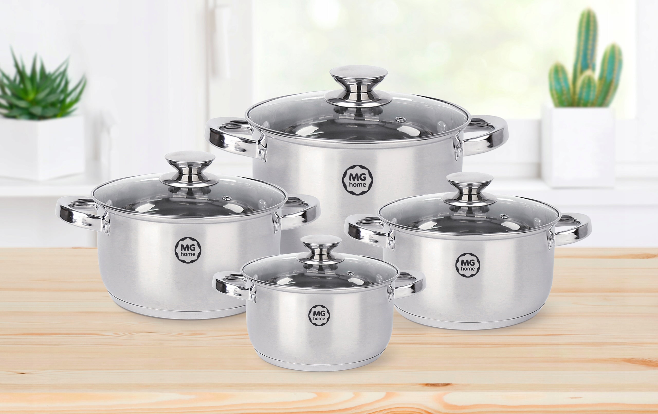 MG HOME VERSO SET OF POTS 8 EL LIDS STAINLESS STEEL MAGDA GESSLER Material stainless steel