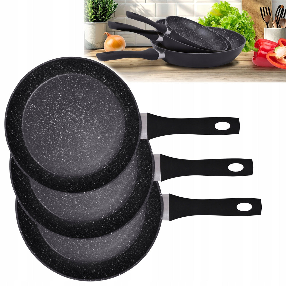 MG Home SET OF 3 PANS aluminium LUKA 28cm 24cm 20cm INDUCTION
