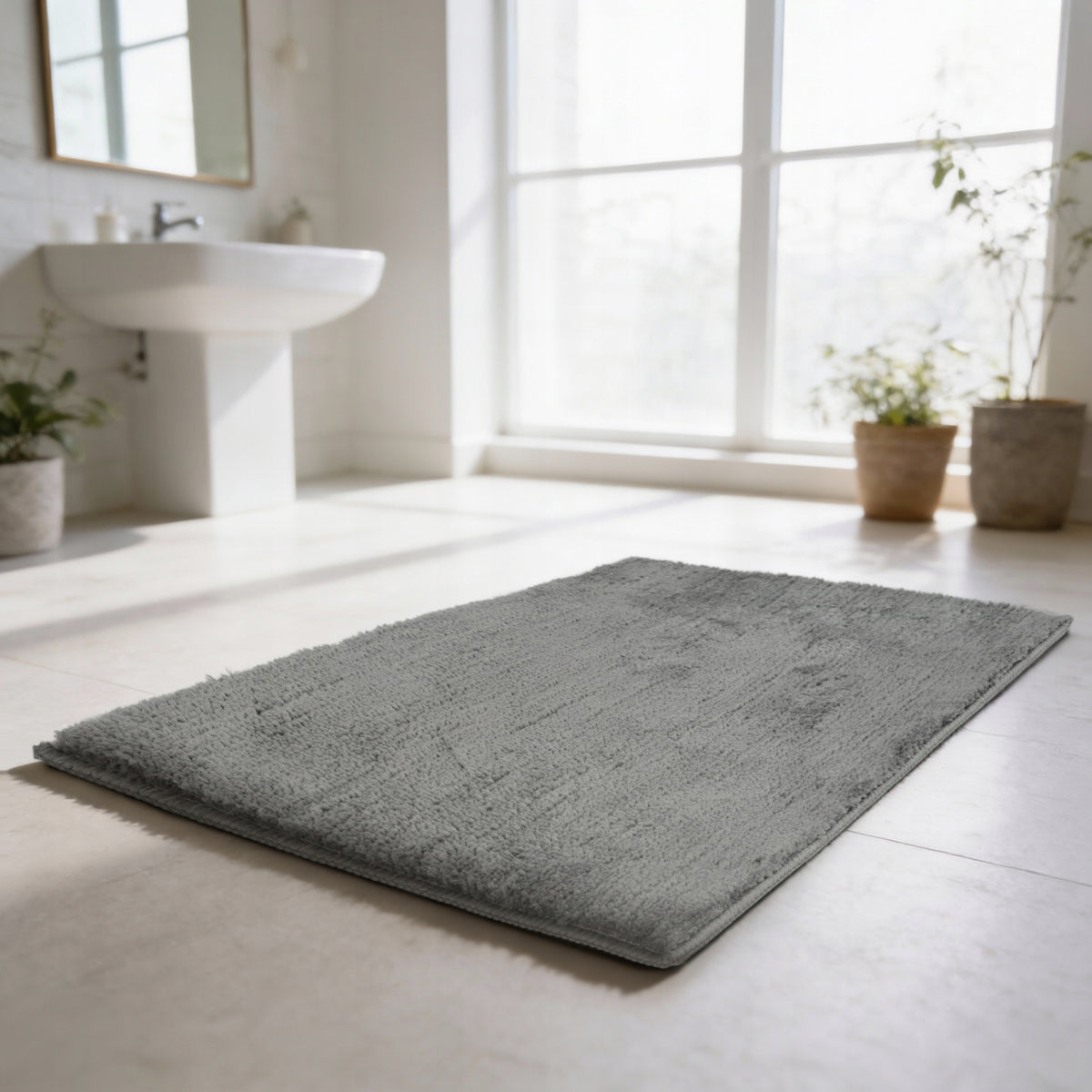 MICROFIBER BATHROOM RUG 60x40 GREY NON-SLIP ABSORBENT SOFT Manufacturer code ROD4087