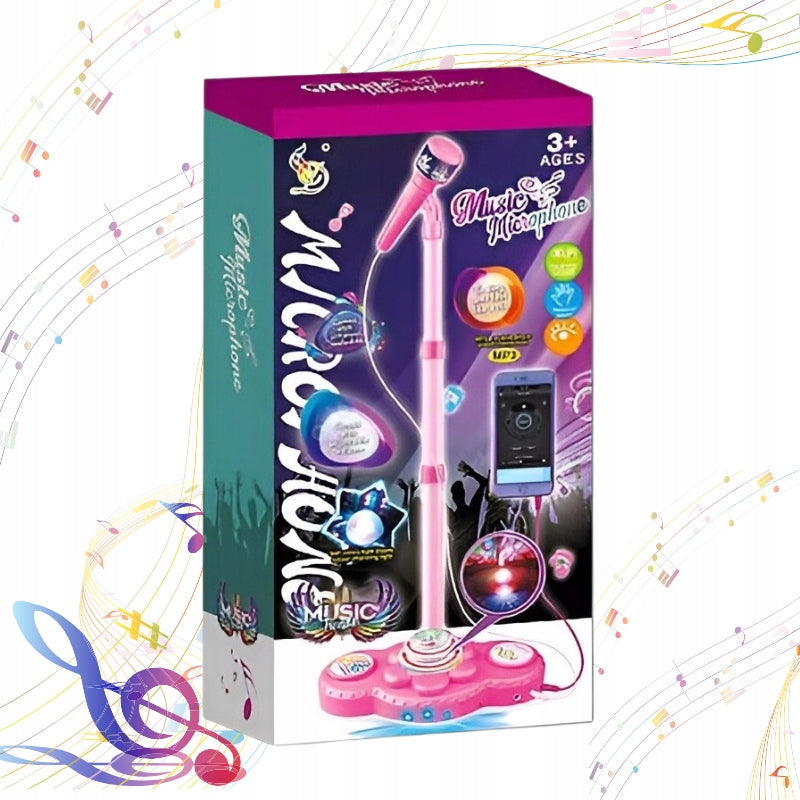 MICROPHONE ON TRIPOD KARAOKE SET LIGHT SOUND MP3 Packaging status original