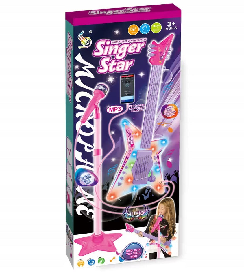 MICROPHONE ON TRIPOD WITH GUITAR KARAOKE KIT GUITAR Kind instrument set