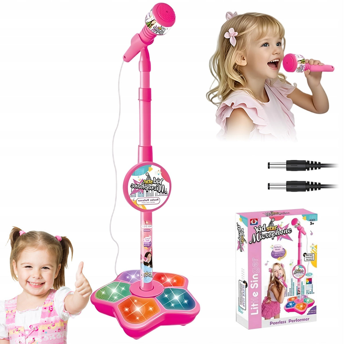 MICROPHONES 100CM MICROPHONE WITH STAND MINI INTERACTIVE COLOR FOR KARAOKE