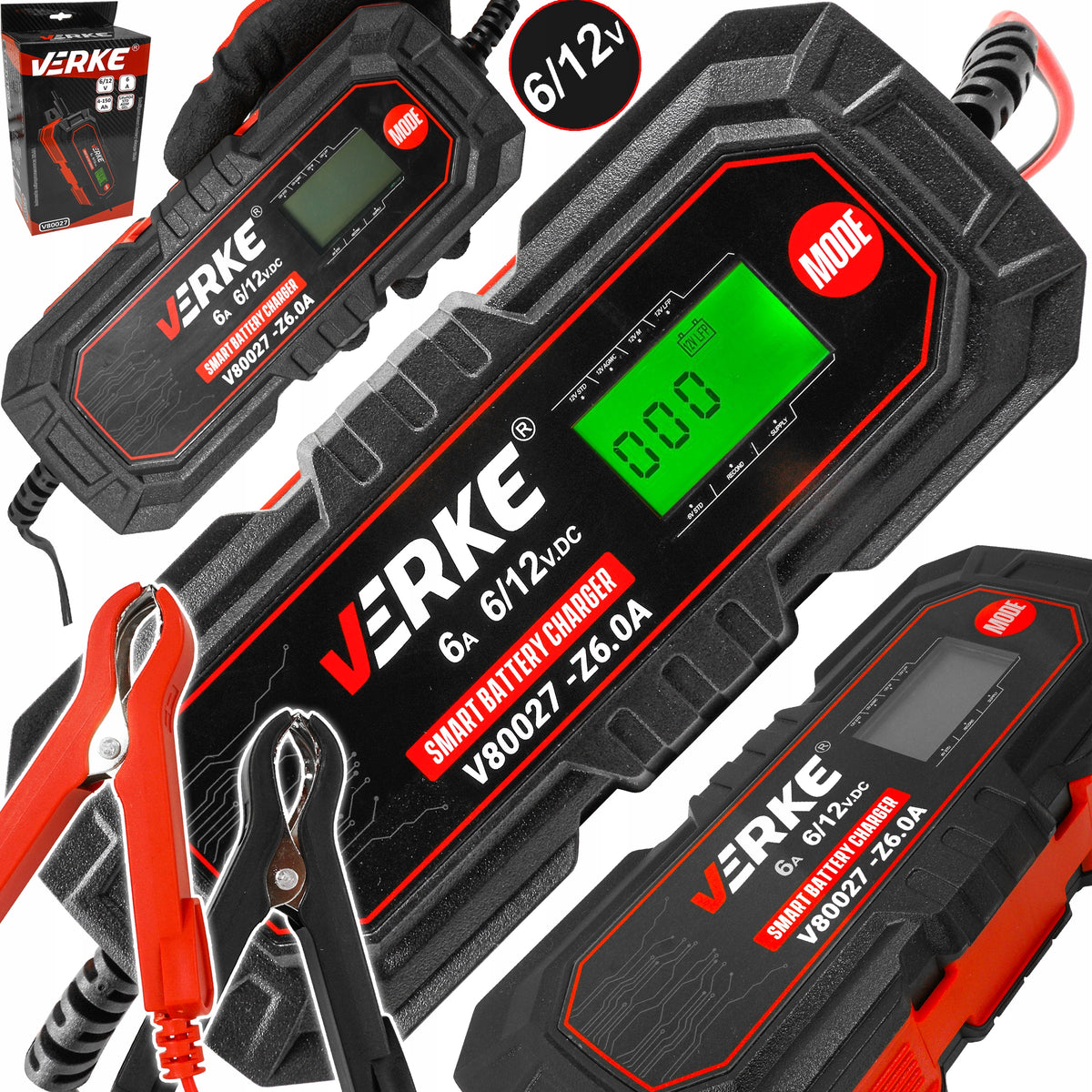 MICROPROCESSOR RECTIFIER BATTERY CHARGER GEL AGM LCD 6V 12V 6A