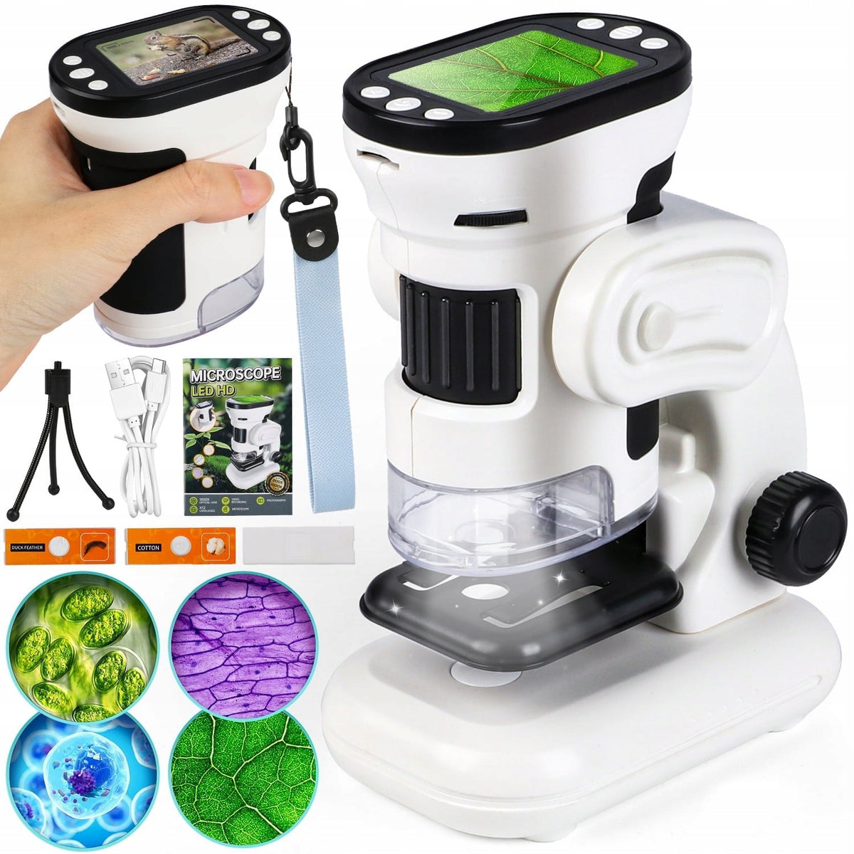MICROSCOPE Digital KIDS 1000x PHOTOS LED CAMERA HD SCREEN Handheld USB