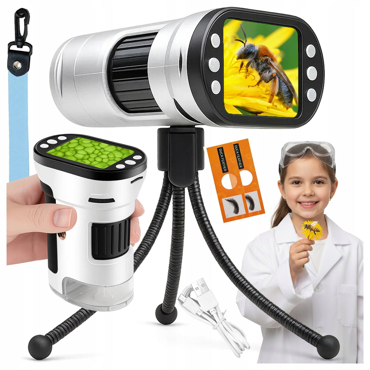 MICROSCOPE Digital KIDS 1000x PHOTOS LED CAMERA USB FHD Handheld SCREEN