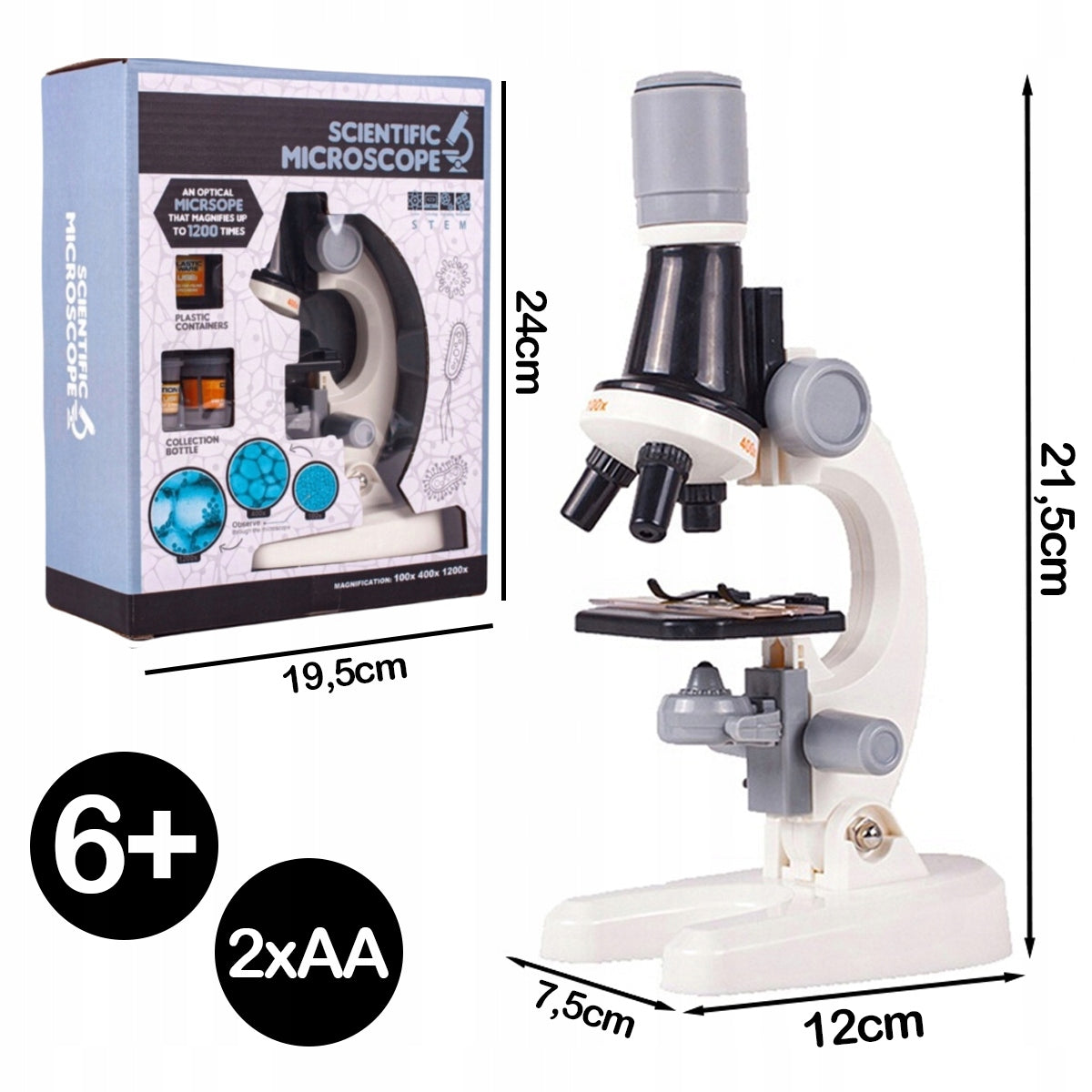 MICROSCOPE FOR CHILDREN EDUCATIONAL 1200X + PREPARATIONS FOR MICROSCOPE SET XXL Brand Stator