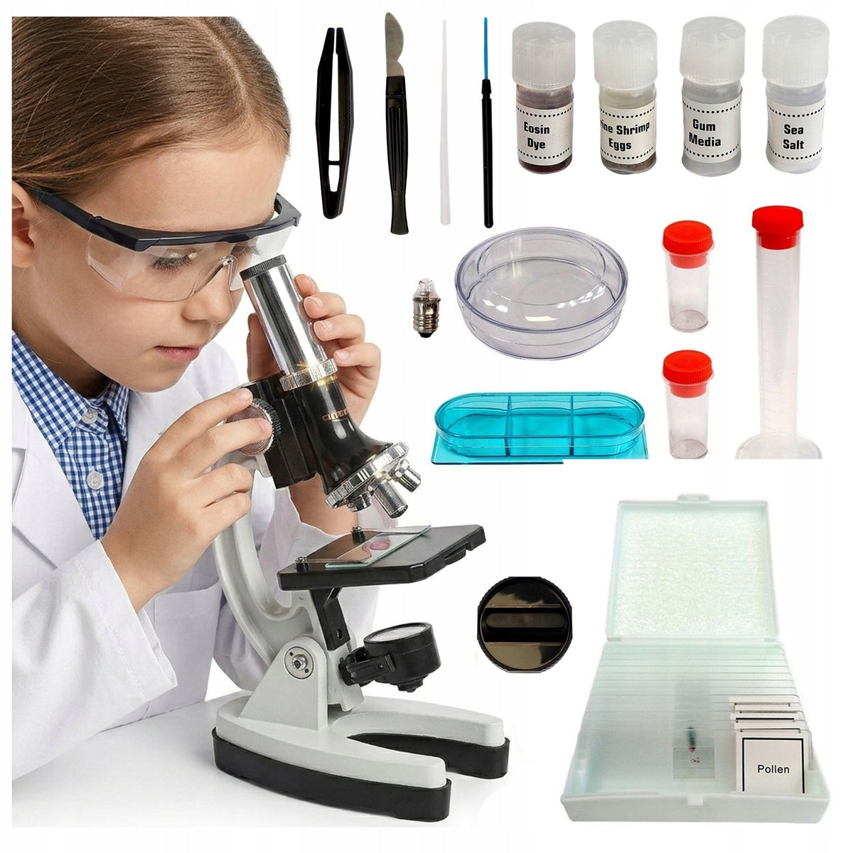 MICROSCOPE FOR CHILDREN SET OF A SMALL SCIENTIST 1200x LARGE SET + Preparations Manufacturer code 5905323219656