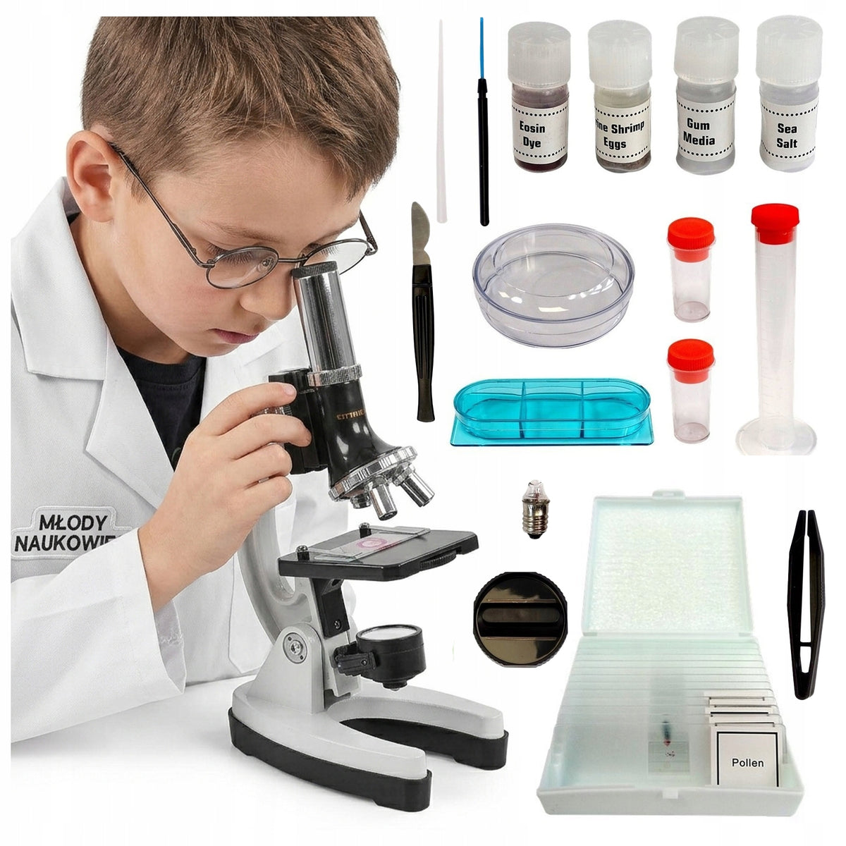 MICROSCOPE FOR CHILDREN SET OF A SMALL SCIENTIST 1200x LARGE SET + Preparations
