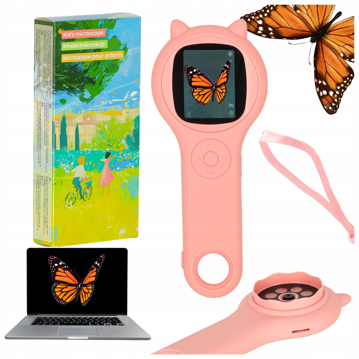 MICROSCOPE PORTABLE DIGITAL OPTICAL POCKET USB MAGNIFIER FOR CHILDREN PINK