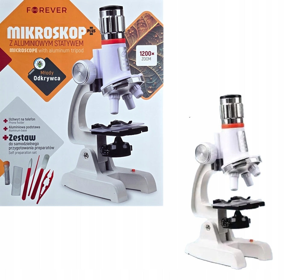MICROSCOPE WITH ALUMINIUM TRIPOD FOREVER + PREPARATION SET