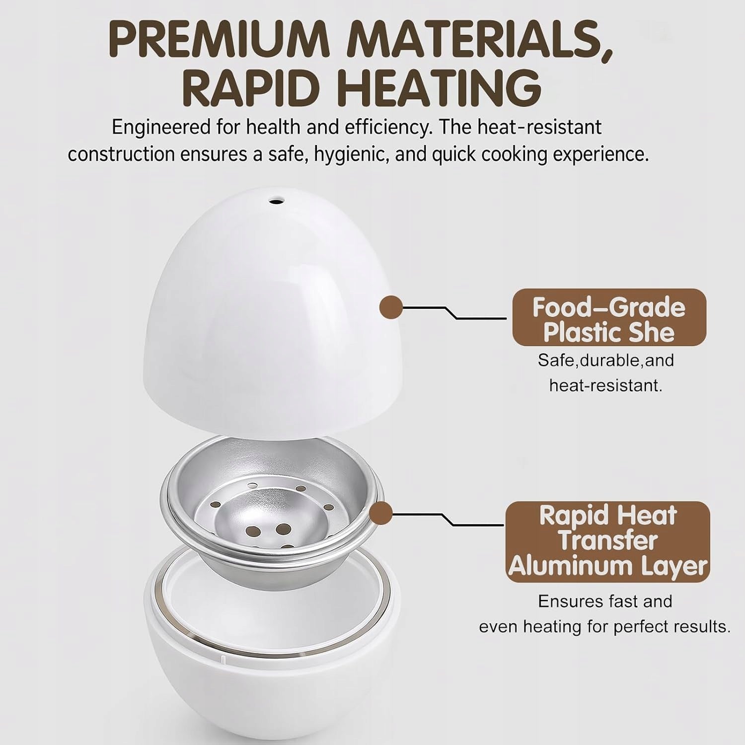 MICROWAVE EGG COOKER FOR 2 EGGS FAST COOKING Dominant color white