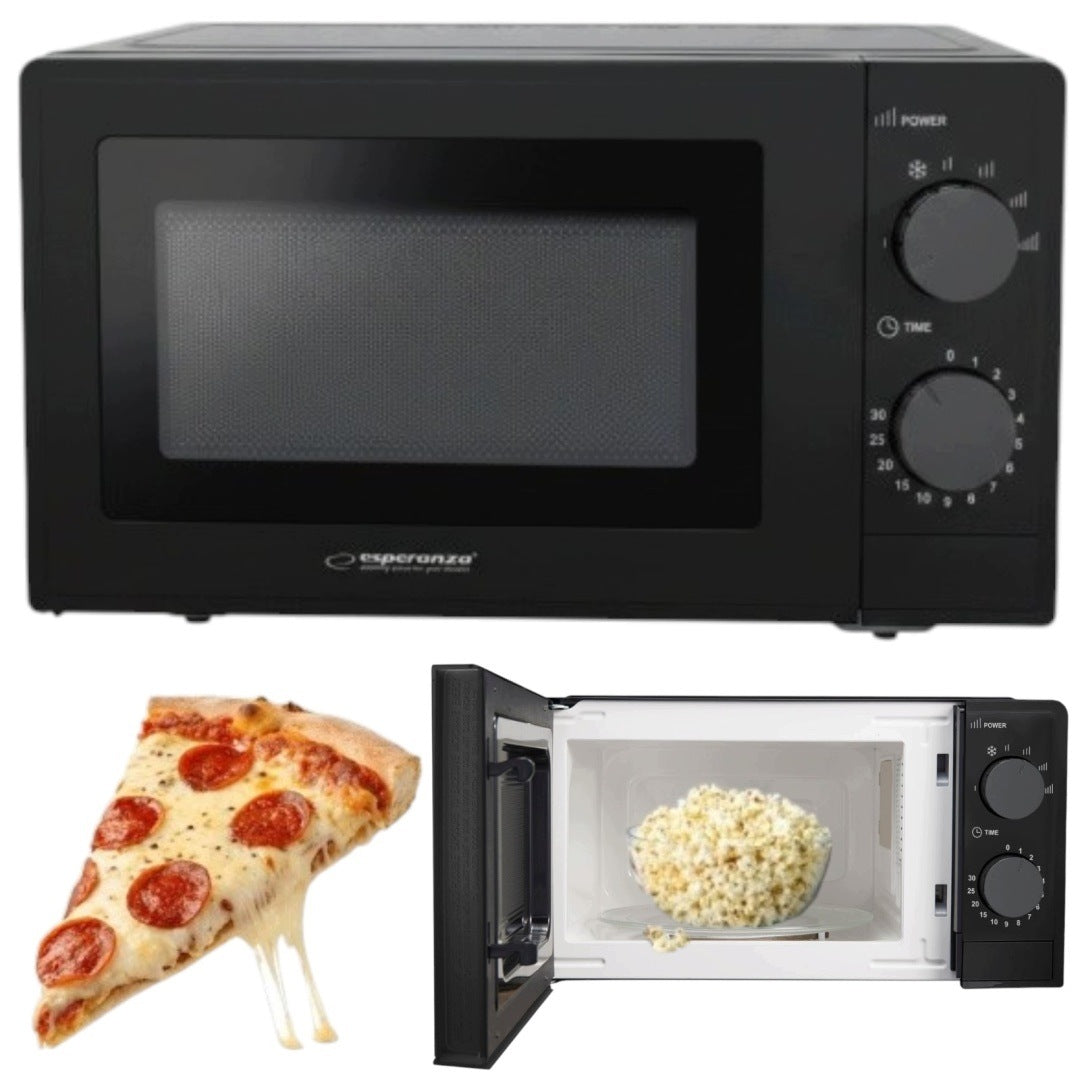 MICROWAVE OVEN POWERFUL 1100W 20L BLACK MICROWAVE FREESTANDING TIMER