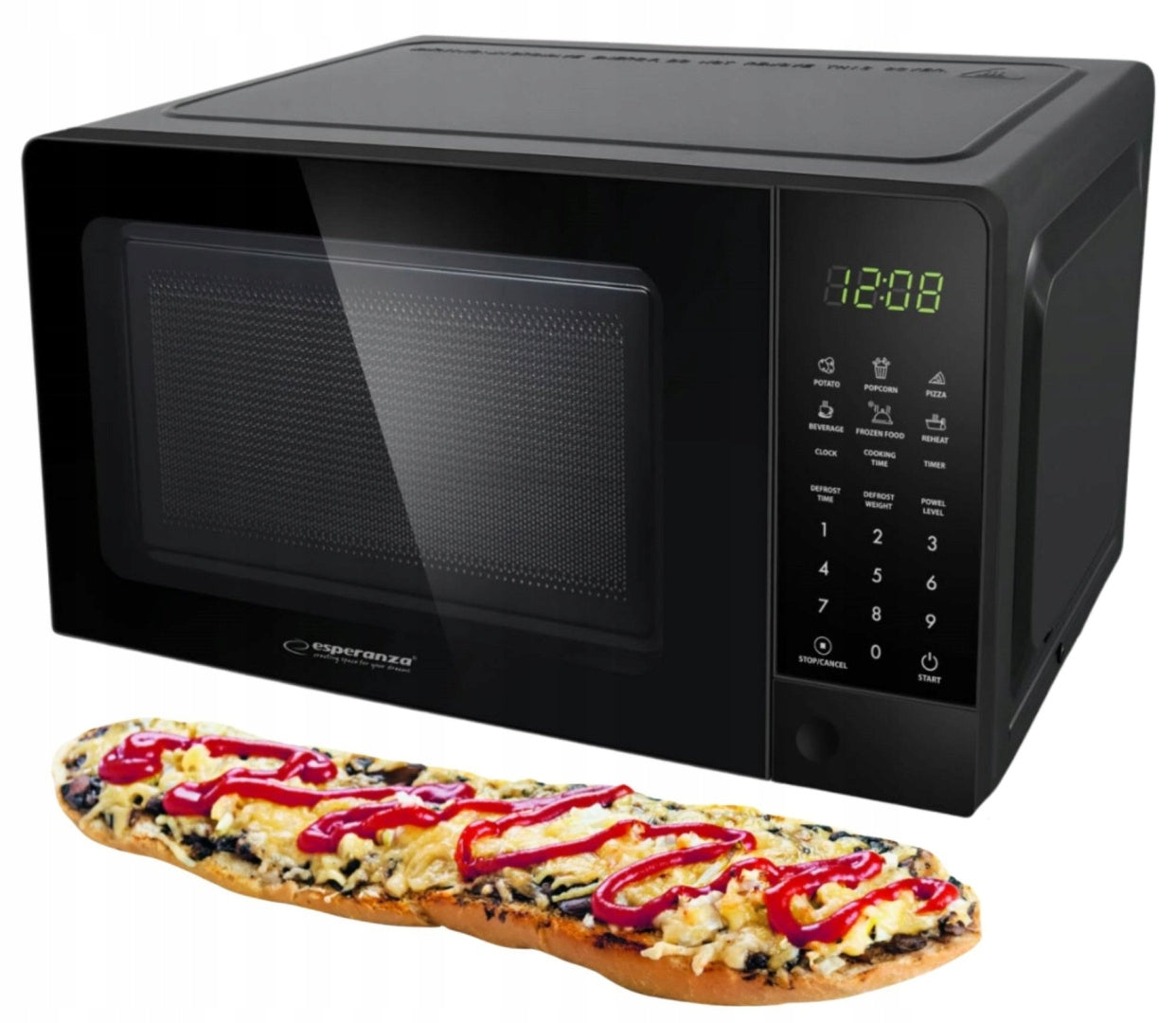 MICROWAVE OVEN Powerful MICROWAVE 20L 1100W 6 programs BLACK