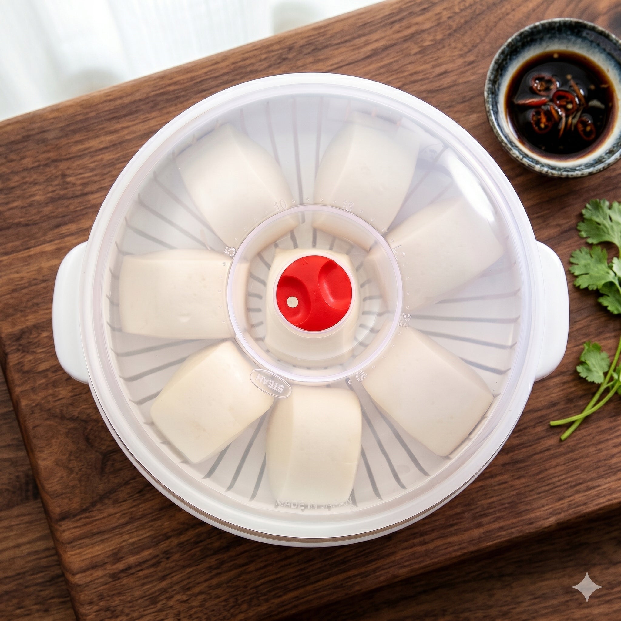 MICROWAVE STEAMER FOR STEAMING, Round Packaging status original