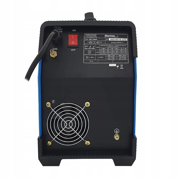 MIG 200HD Sherman 30-200 A 230 6,6 kVA inverter welder Manufacturer code SHERMAN MIG 200 HD DC LIFT ZESTAW UCHWYT