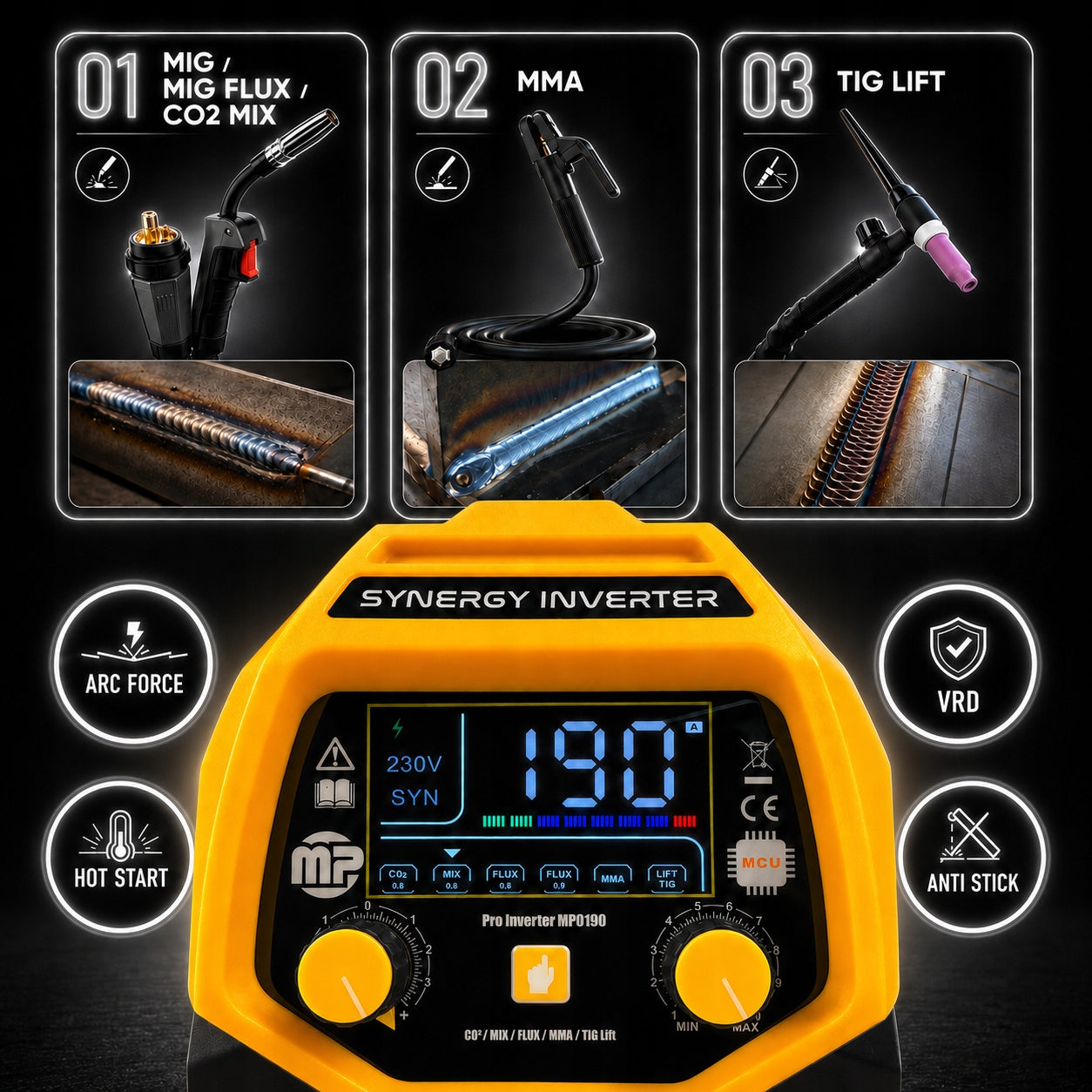 MIG inverter welder with Co2 cylinder semi-automatic MP0190 SYNERGY MAJSTER MP Packaging status original