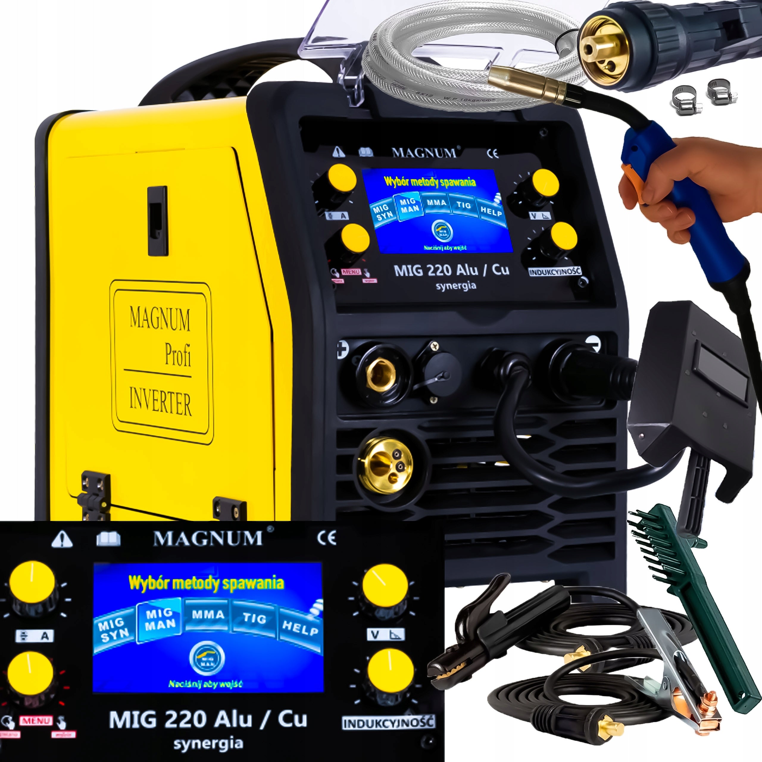 MIGOMAT WELDING MACHINE MAGNUM MIG 220 ALU CU SYNERGY MMA TIG 230V 200A IGBT 3IN1