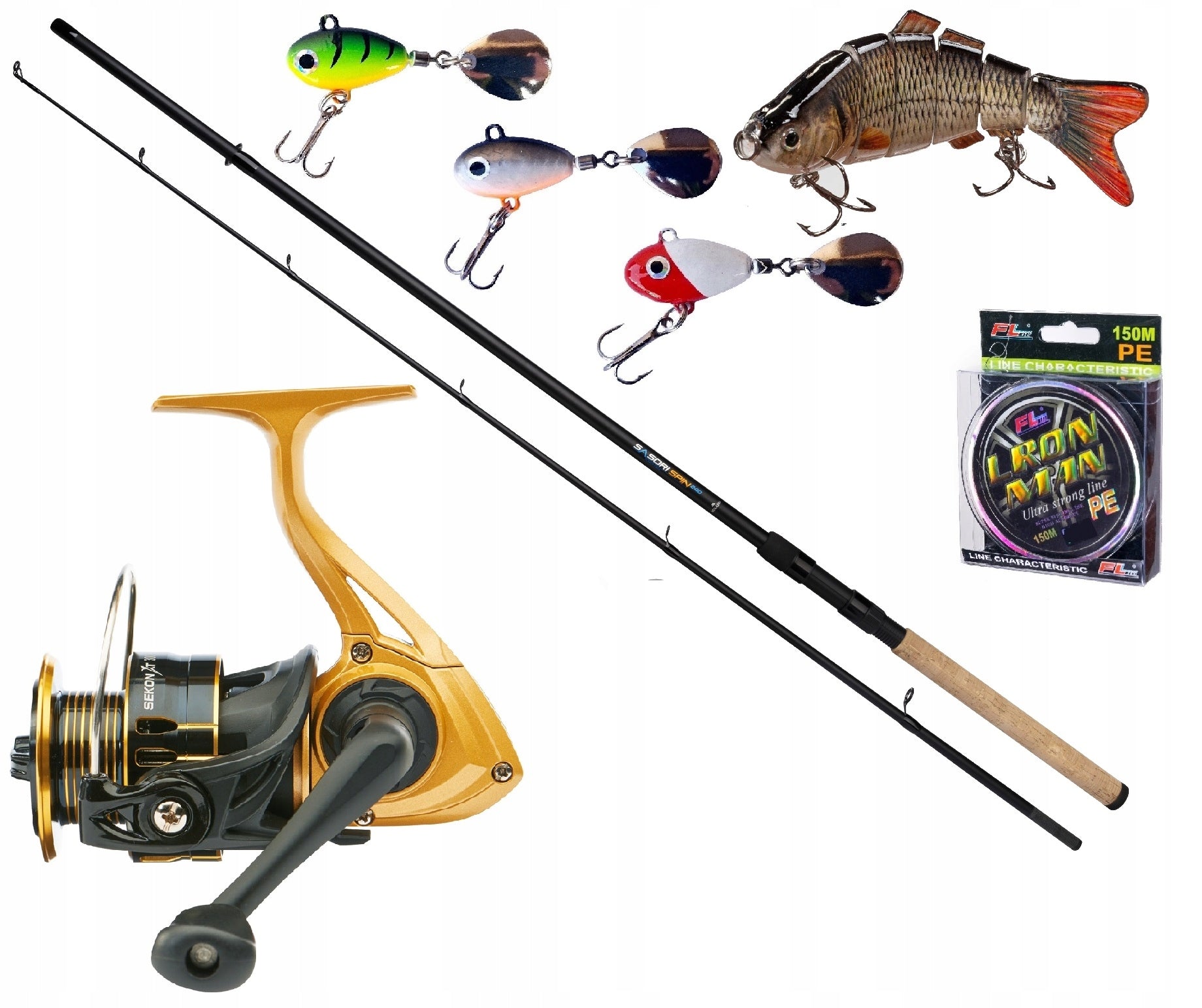 MIKADO Spinning Rod Set for Pike Reel Braid Wobbler
