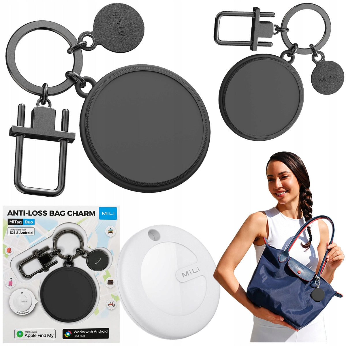 MILI MiTag GPS Locator Android iOS DUO Keychain for Key Bag Manufacturer code HD-P16-K Duo