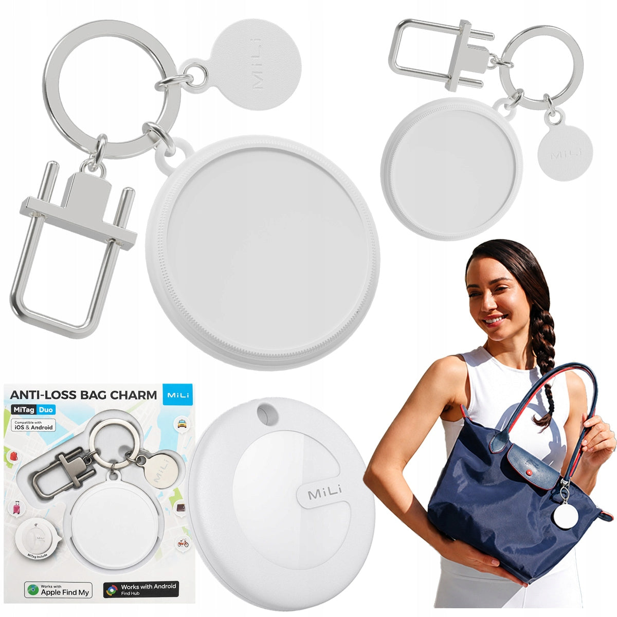 MILI MiTag GPS Locator Android iOS DUO Keychain for Key Bag Manufacturer code HD-P16-K Duo