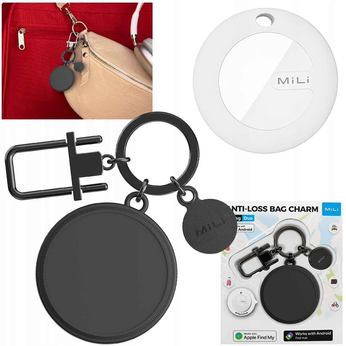 MILI MiTag GPS Locator Android iOS DUO Keychain for Key Bag