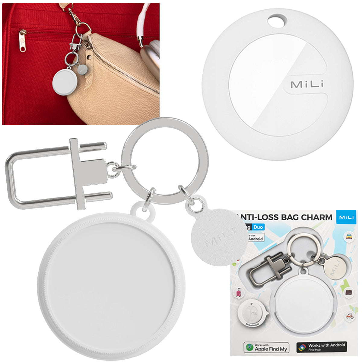 MILI MiTag GPS Locator Android iOS DUO Keychain for Key Bag