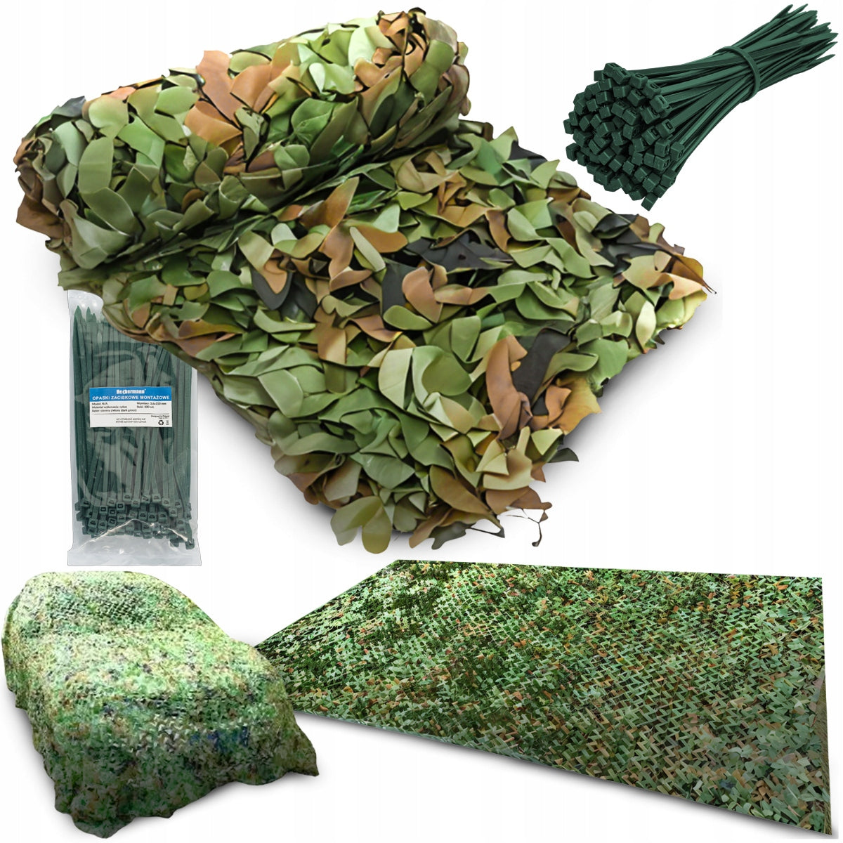 MILITARY MESH 2x4m MASKING SHADING GARDEN CAMOUFLAGE 8m2 + BANDS