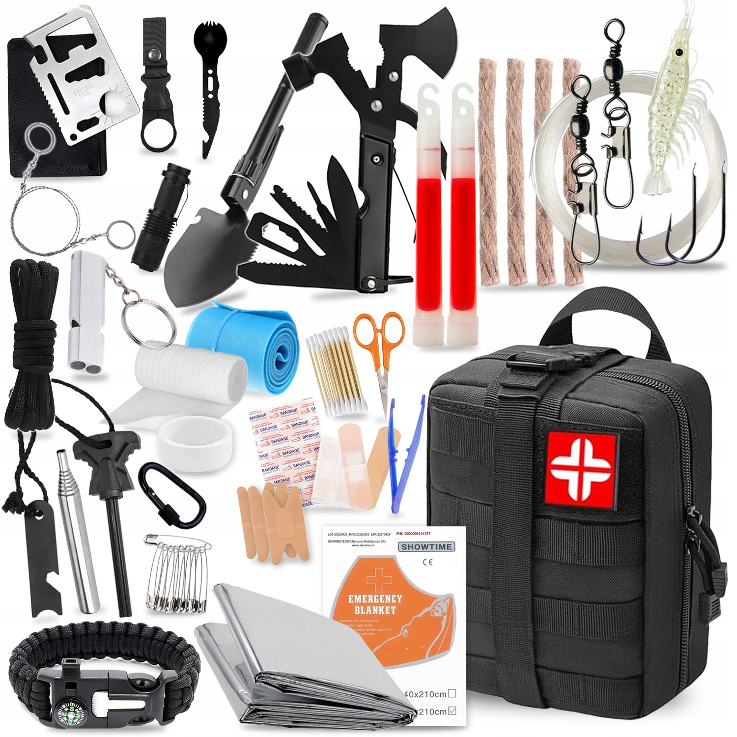 MILITARY SURVIVAL KIT MULTITOOL SURVIVAL ESSENTIALS 216in1 FIRST AID KIT Packaging status original