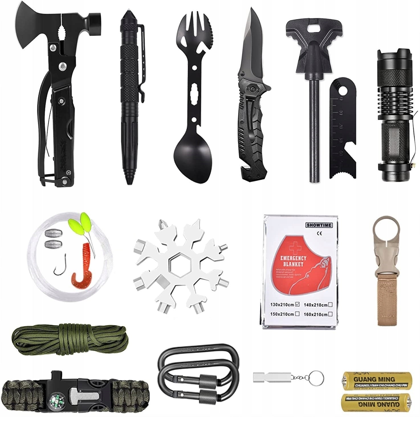 MILITARY SURVIVAL KIT XL 62in1 MULTITOOL SURVIVAL ESSENTIALS Packaging status original